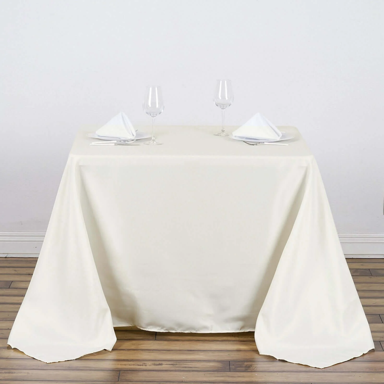 Polyester Square Tablecloth 90"x90" Ivory - Wrinkle-Resistant & Durable Table Cover