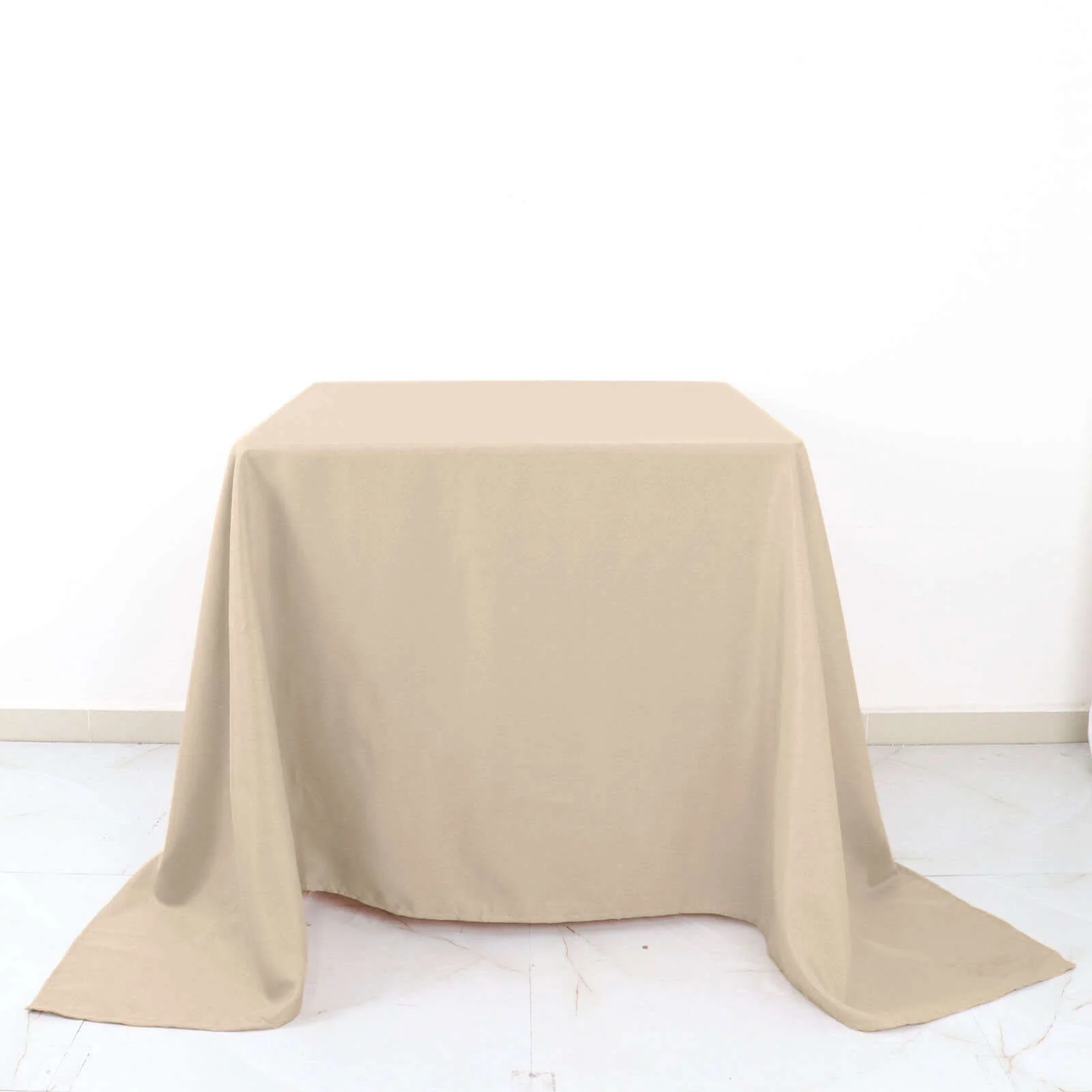 Polyester Square Tablecloth 90"x90" Nude - Wrinkle-Resistant & Durable Table Cover - Image 6