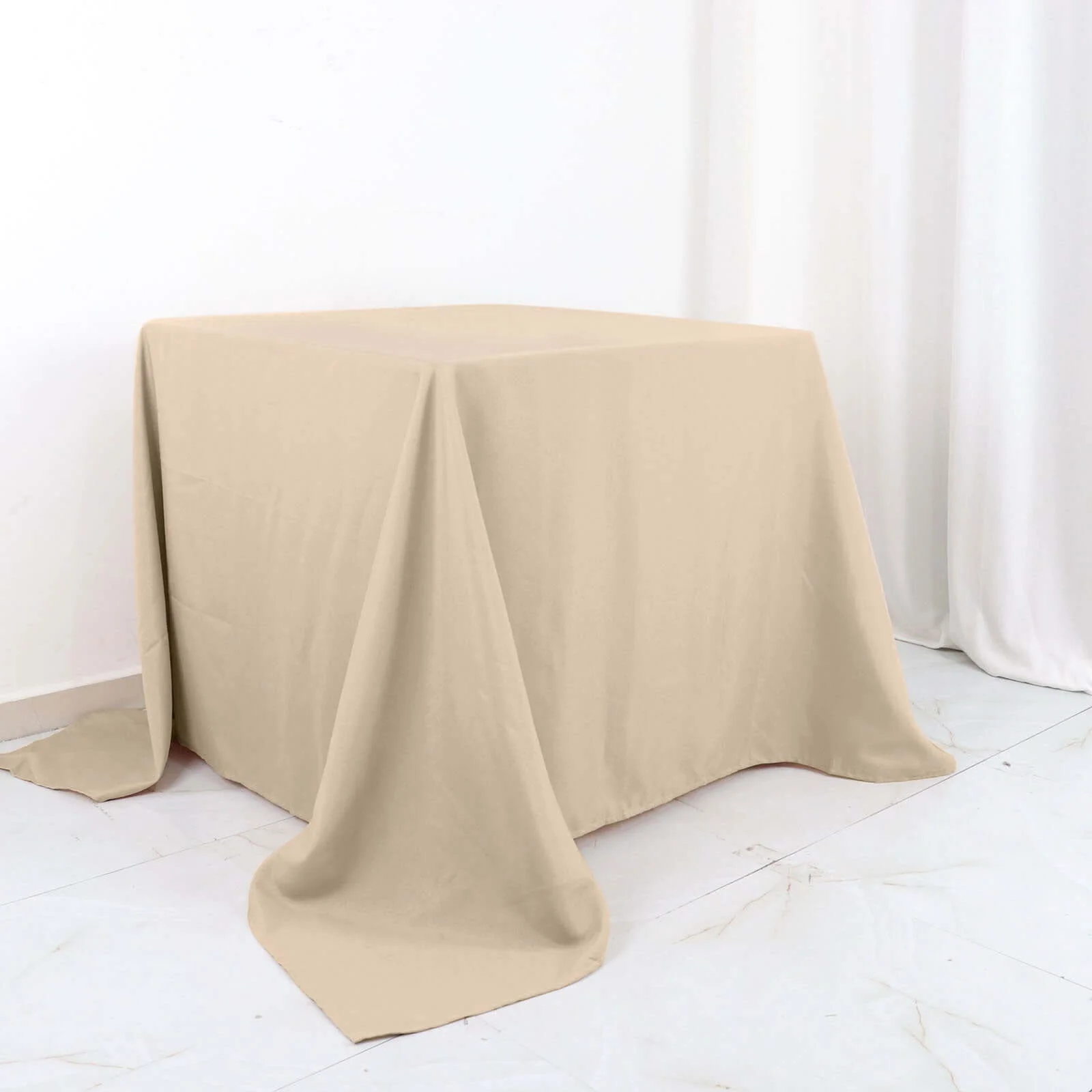 Polyester Square Tablecloth 90"x90" Nude - Wrinkle-Resistant & Durable Table Cover - Image 8