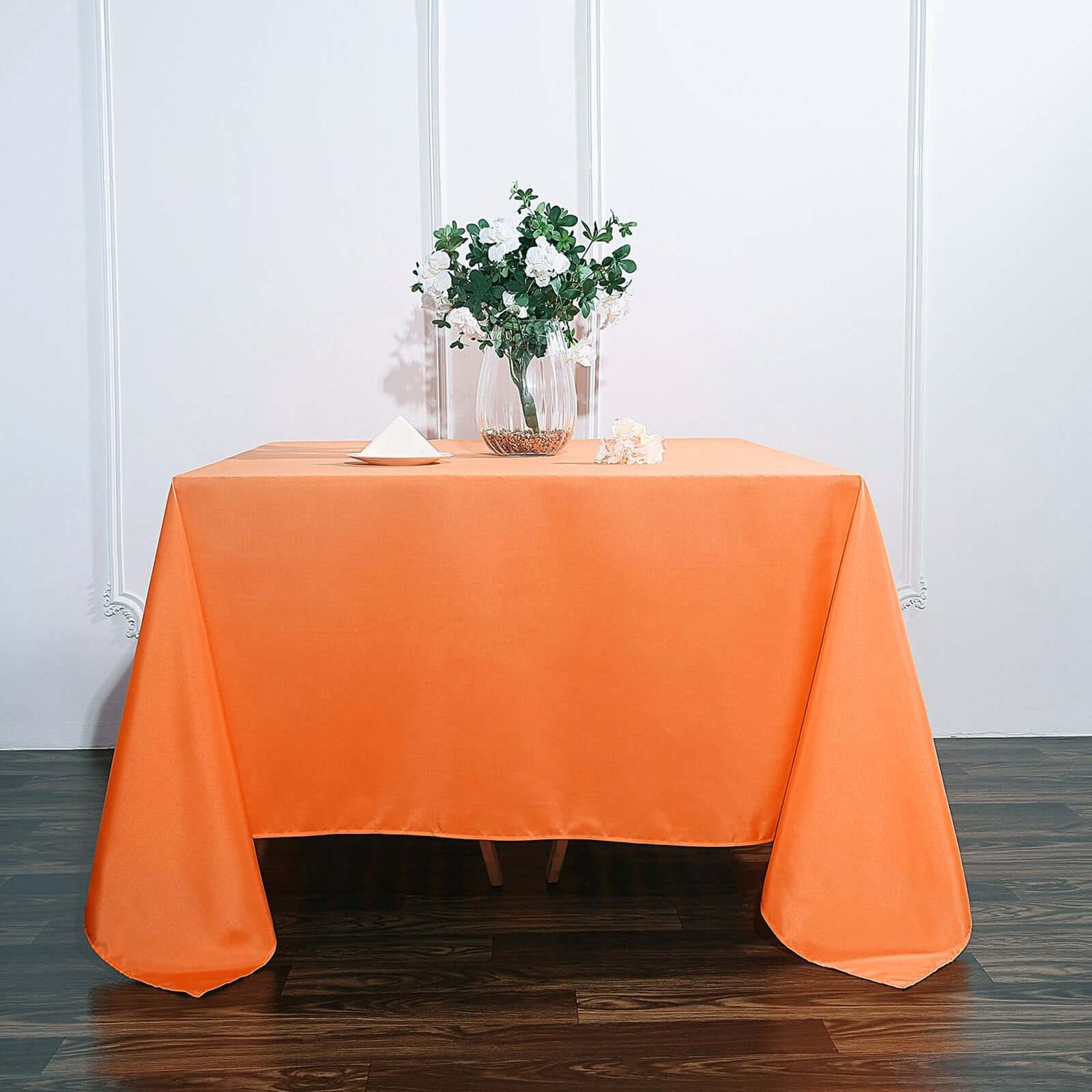Polyester Square Tablecloth 90"x90" Orange - Wrinkle-Resistant & Durable Table Cover - Image 2