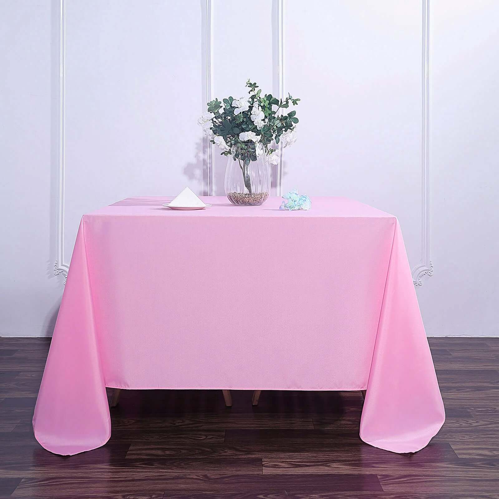 Polyester Square Tablecloth 90"x90" Pink - Wrinkle-Resistant & Durable Table Cover - Image 2