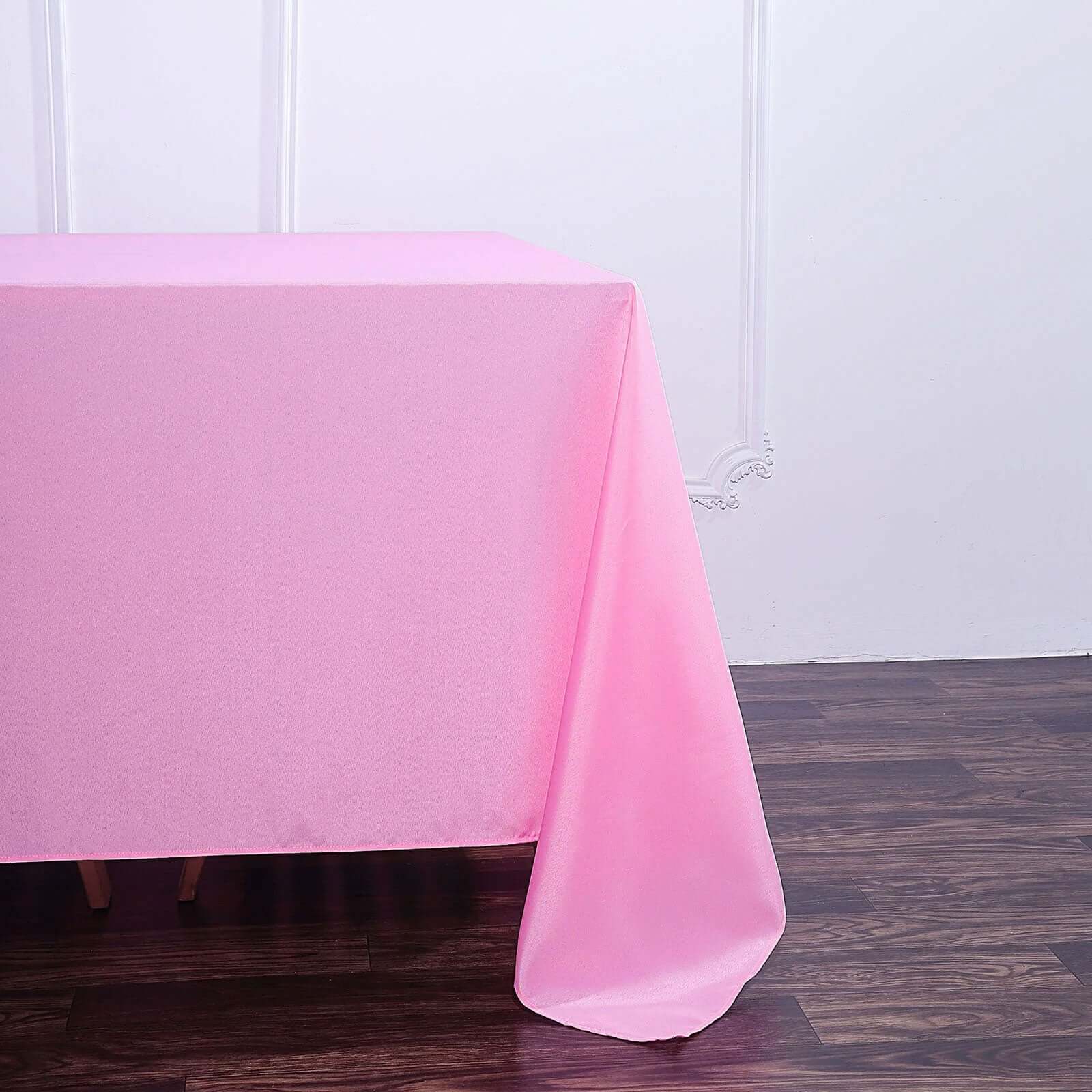Polyester Square Tablecloth 90"x90" Pink - Wrinkle-Resistant & Durable Table Cover - Image 3
