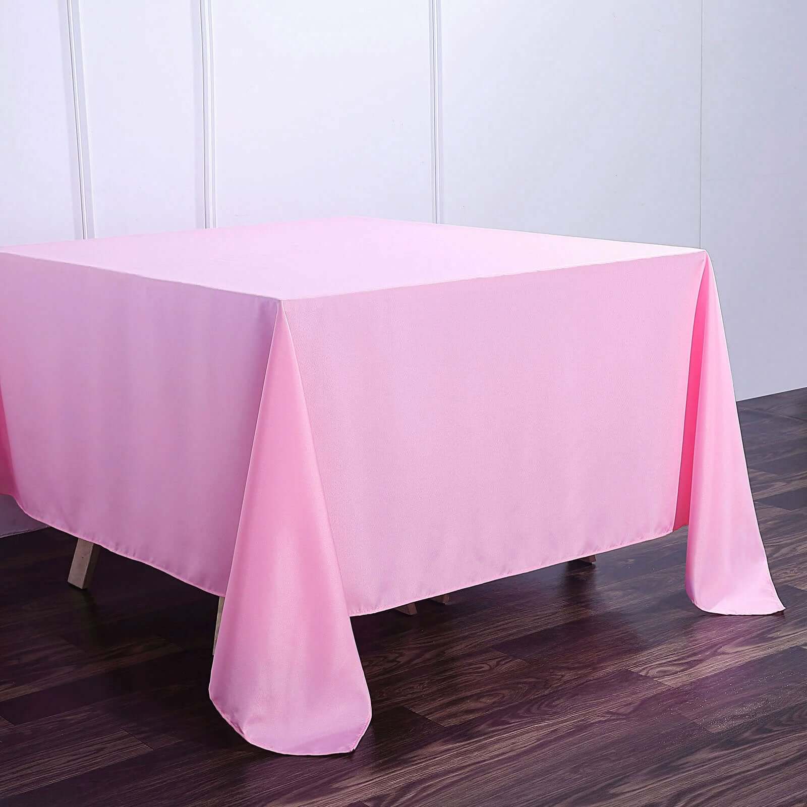 Polyester Square Tablecloth 90"x90" Pink - Wrinkle-Resistant & Durable Table Cover - Image 7