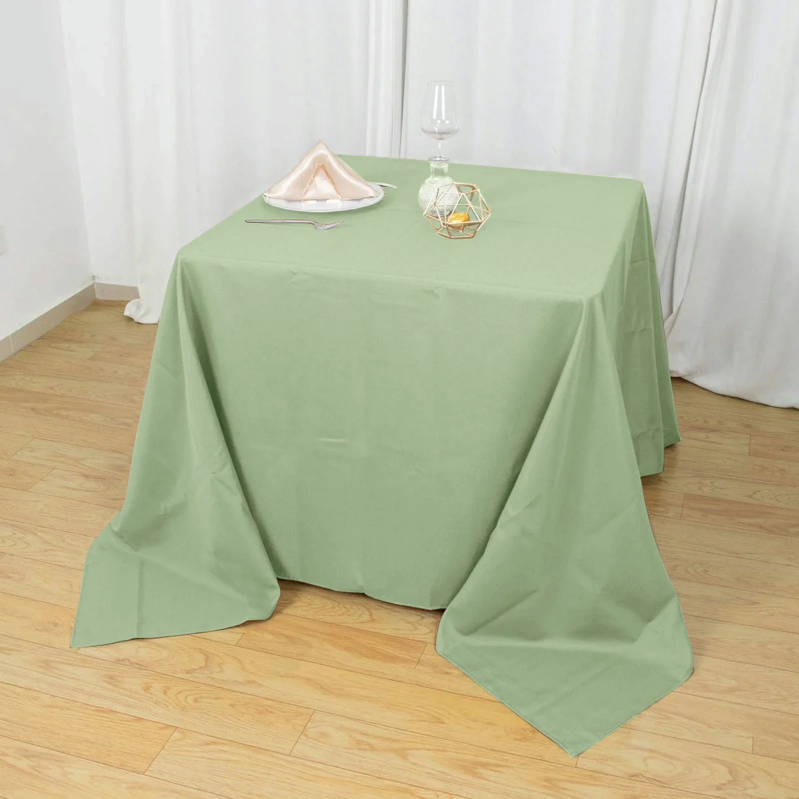 Polyester Square Tablecloth 90"x90" Sage Green - Wrinkle-Resistant & Durable Table Cover - Image 3