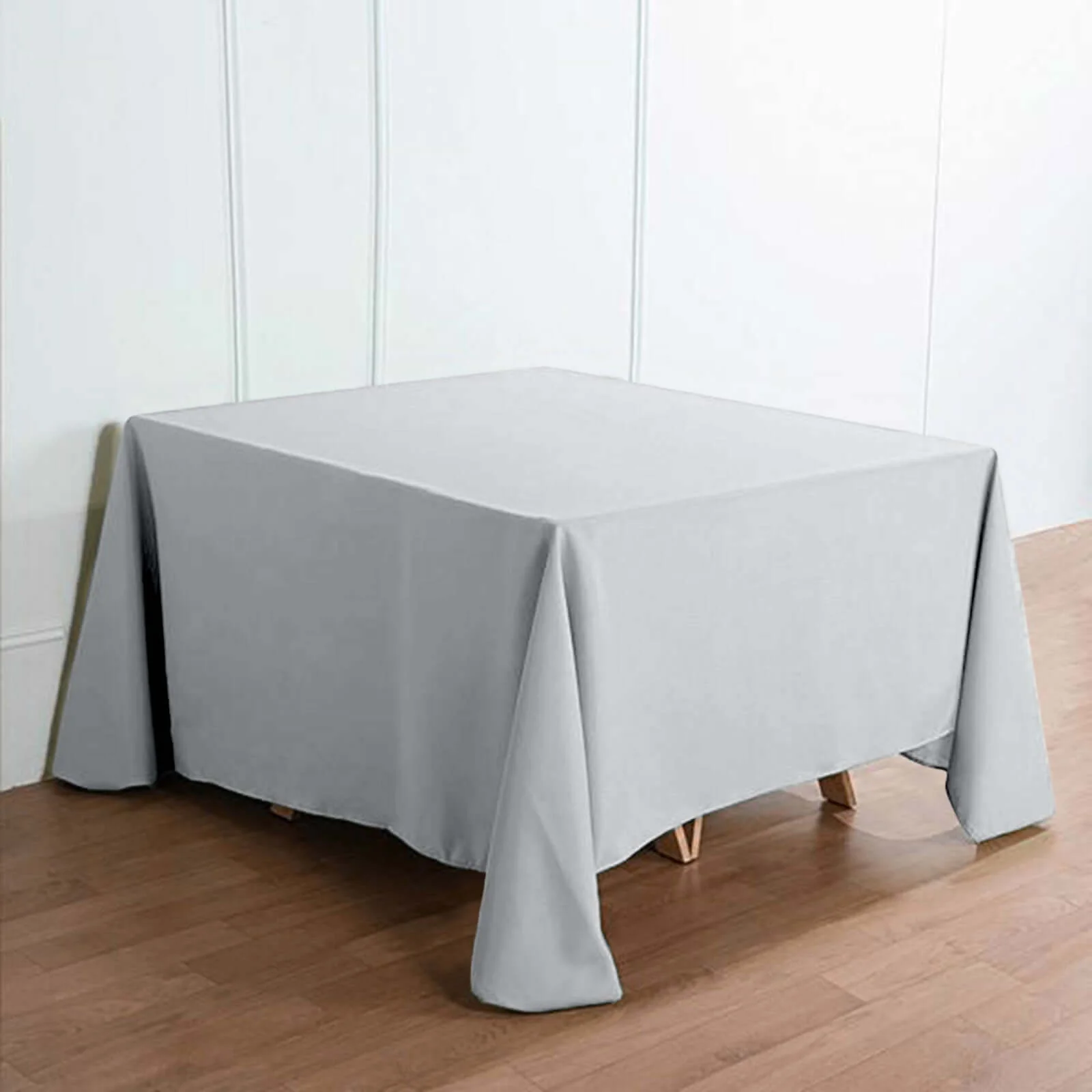 Polyester Square Tablecloth 90"x90" Silver - Wrinkle-Resistant & Durable Table Cover - Image 6