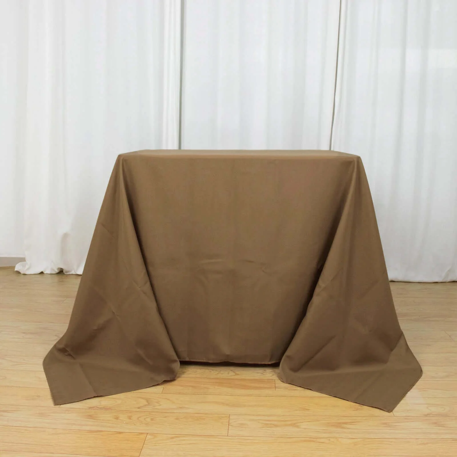 Polyester Square Tablecloth 90"x90" Taupe - Wrinkle-Resistant & Durable Table Cover