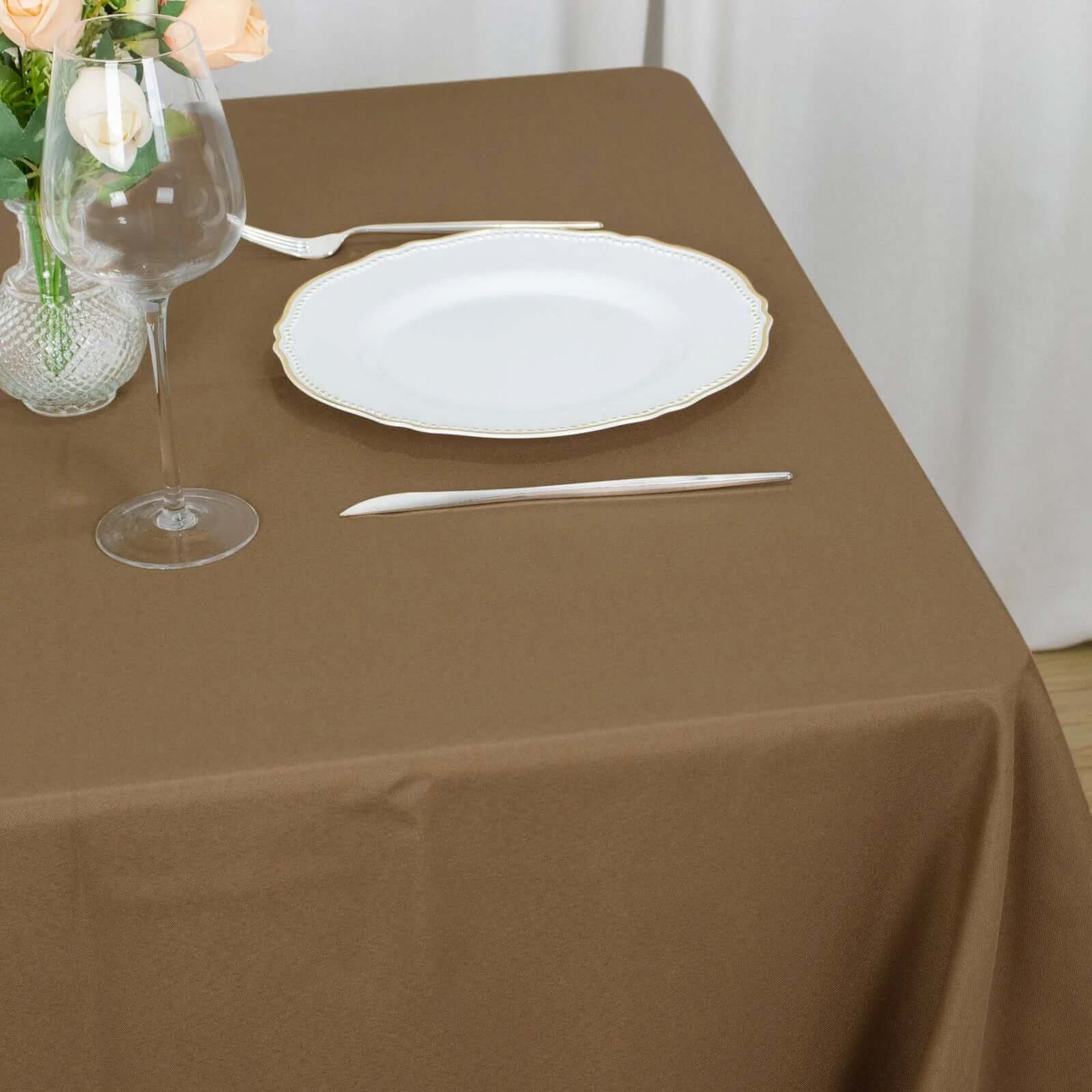 Polyester Square Tablecloth 90"x90" Taupe - Wrinkle-Resistant & Durable Table Cover - Image 9