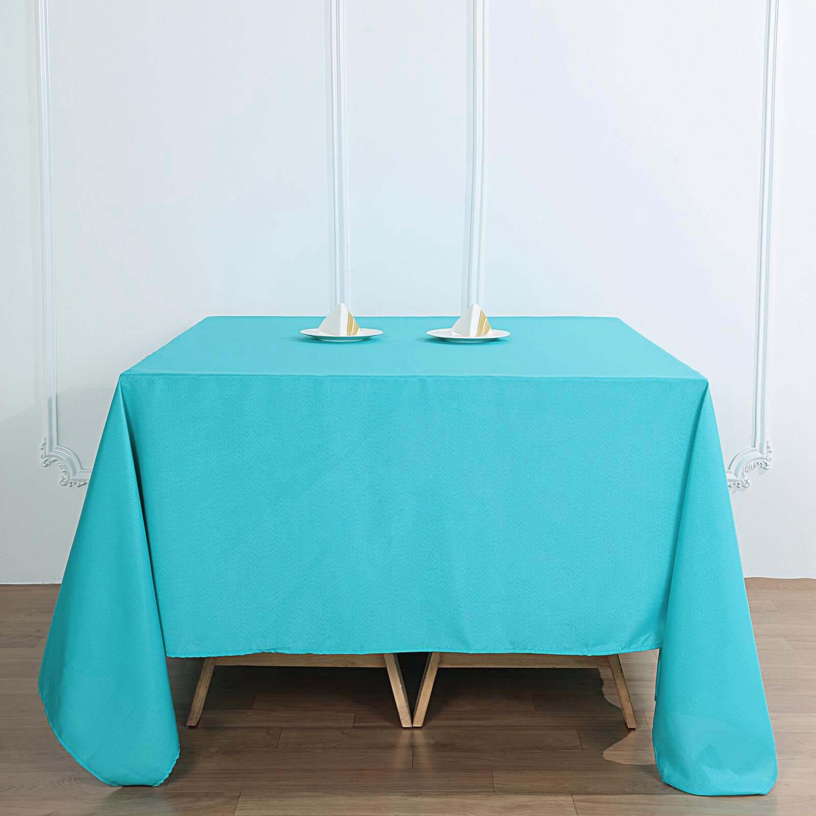 Polyester Square Tablecloth 90"x90" Turquoise - Wrinkle-Resistant & Durable Table Cover