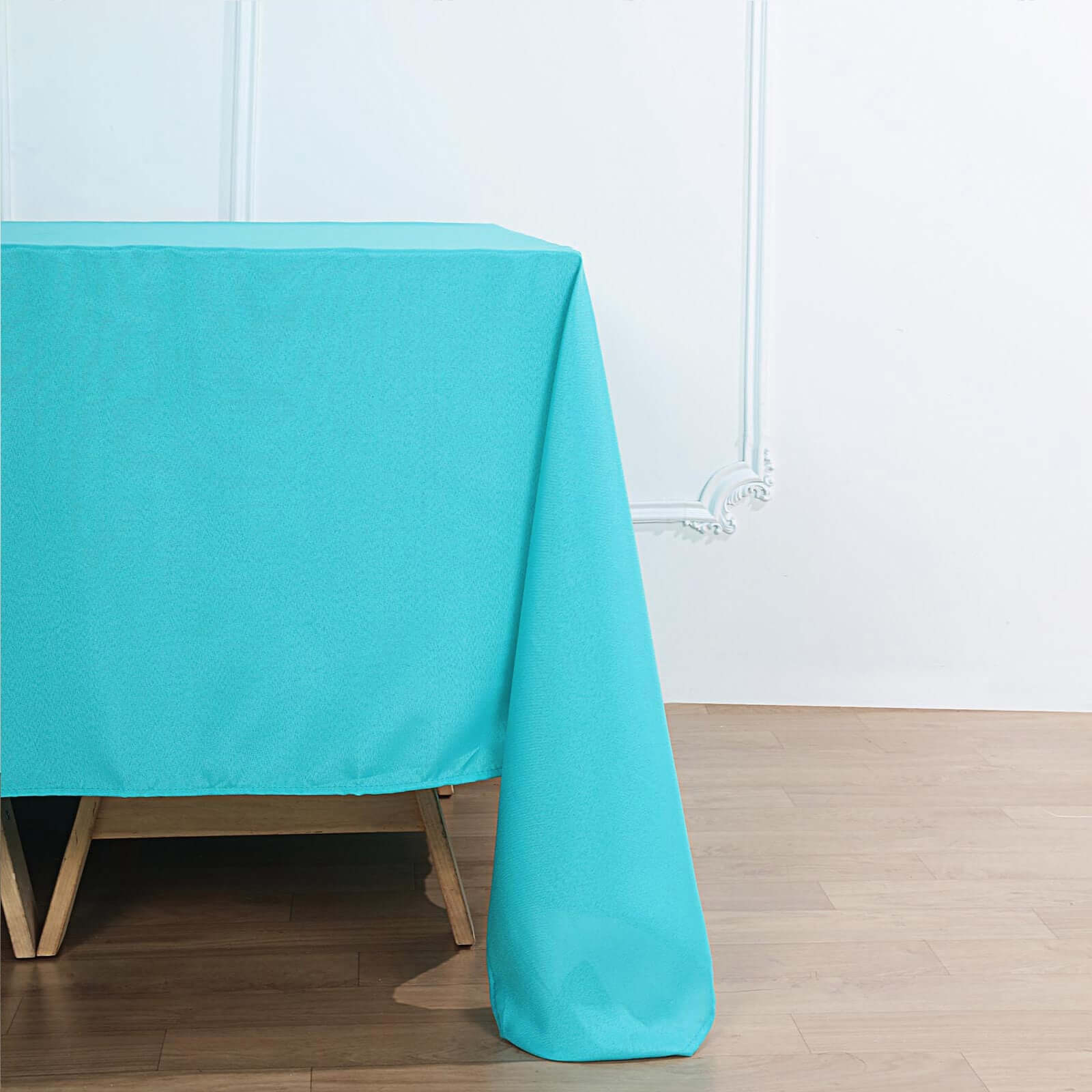 Polyester Square Tablecloth 90"x90" Turquoise - Wrinkle-Resistant & Durable Table Cover - Image 4