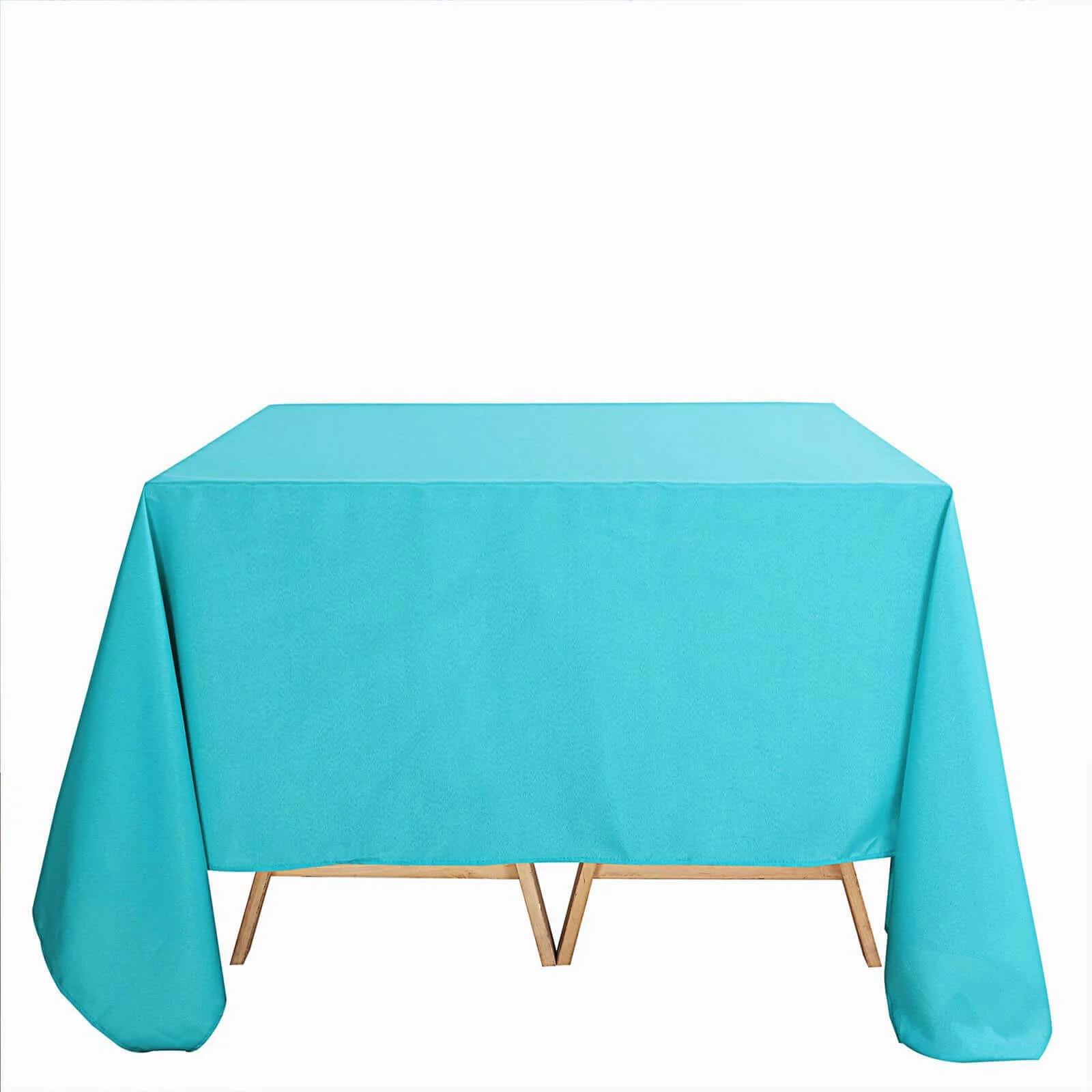 Polyester Square Tablecloth 90"x90" Turquoise - Wrinkle-Resistant & Durable Table Cover - Image 5