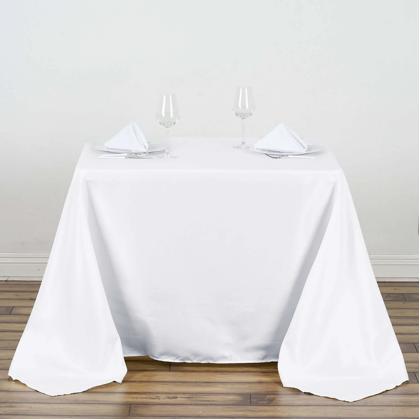 Polyester Square Tablecloth 90"x90" White - Wrinkle-Resistant and Durable Table Cover for Weddings & Special Occasions