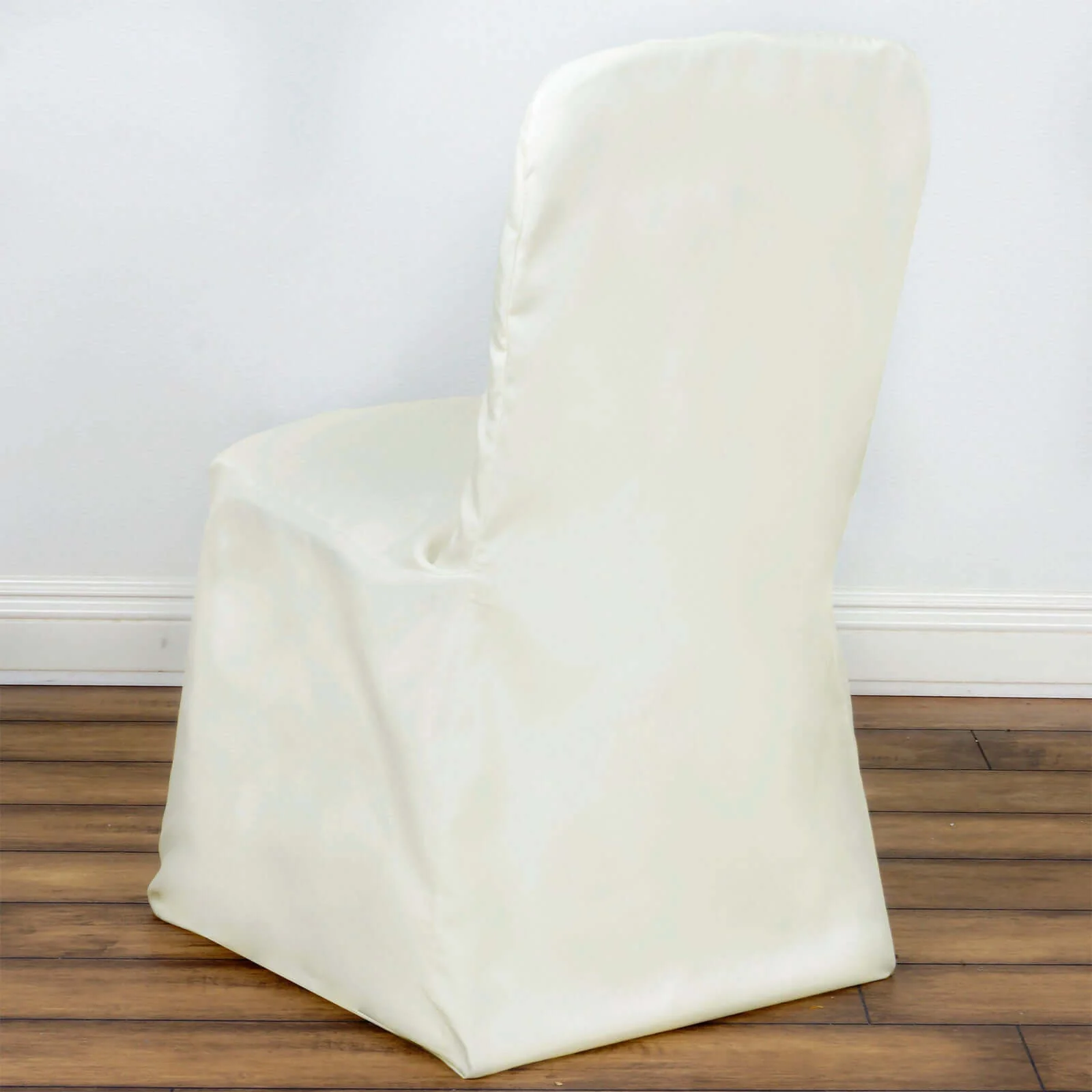 Polyester Square Top Banquet Chair Cover Ivory - Reusable Slip-On Slipcover - Image 2