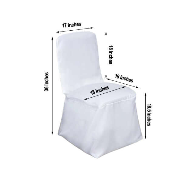 Polyester Square Top Banquet Chair Cover White - Reusable Slip-On Slipcover for Events - Image 3