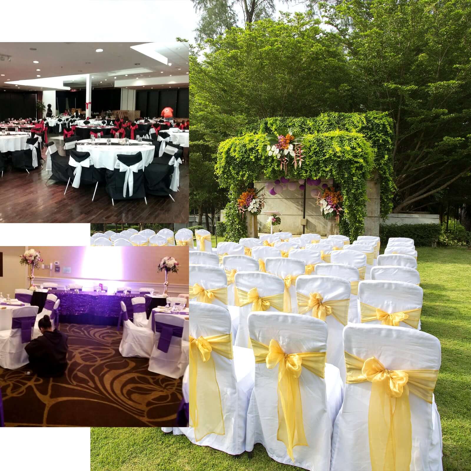 Polyester Square Top Banquet Chair Cover White - Reusable Slip-On Slipcover for Events - Image 5