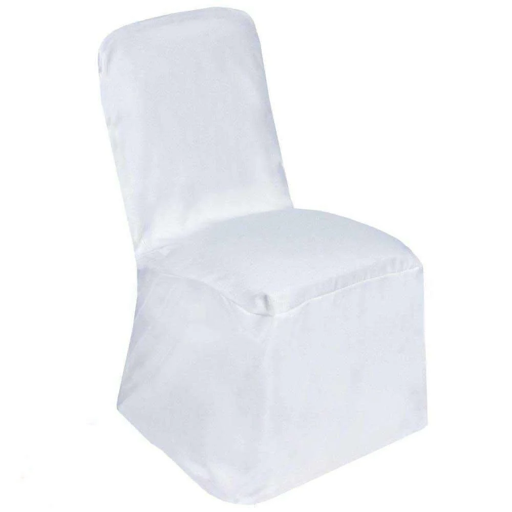 Polyester Square Top Banquet Chair Cover White - Reusable Slip-On Slipcover for Events - Image 7