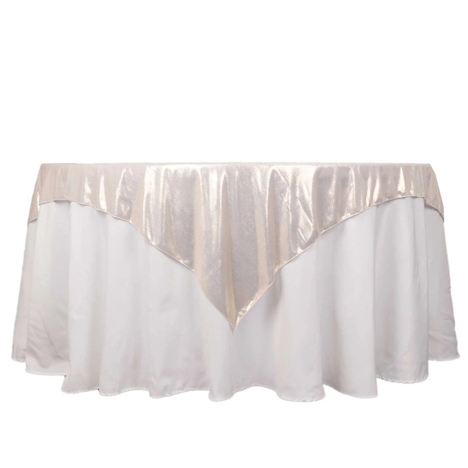 Polyester Table Overlay 72"x72" Beige - Shimmer Sequin Dots Wrinkle-Free Table Topper - Image 6