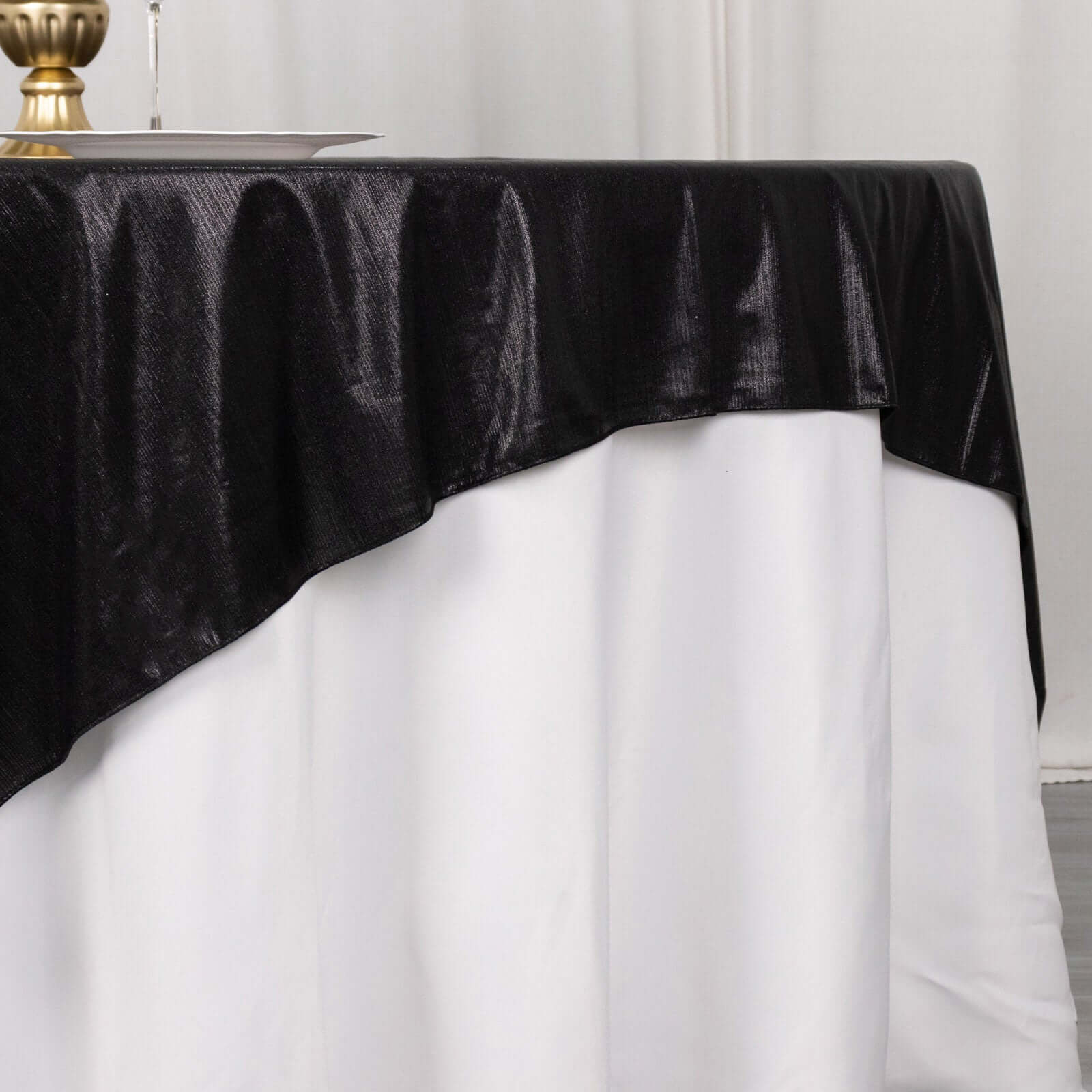 Polyester Table Overlay 72"x72" Black - Shimmer Sequin Dots Wrinkle-Free Table Topper - Image 4