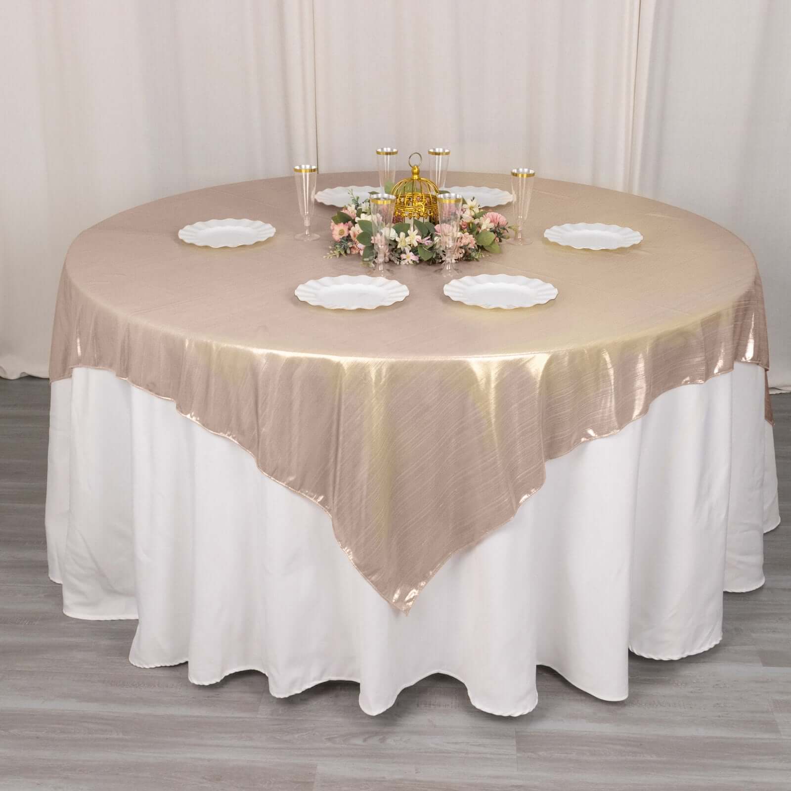 Polyester Table Overlay 72"x72" Blush - Shimmer Sequin Dots Wrinkle-Free Table Topper - Image 3