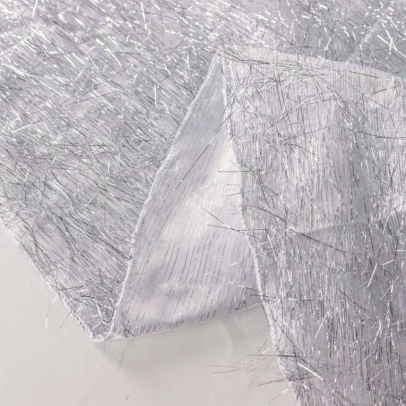 Polyester Table Overlay 72"x72" Silver - Metallic Fringe Shag Tinsel Table Topper - Image 7