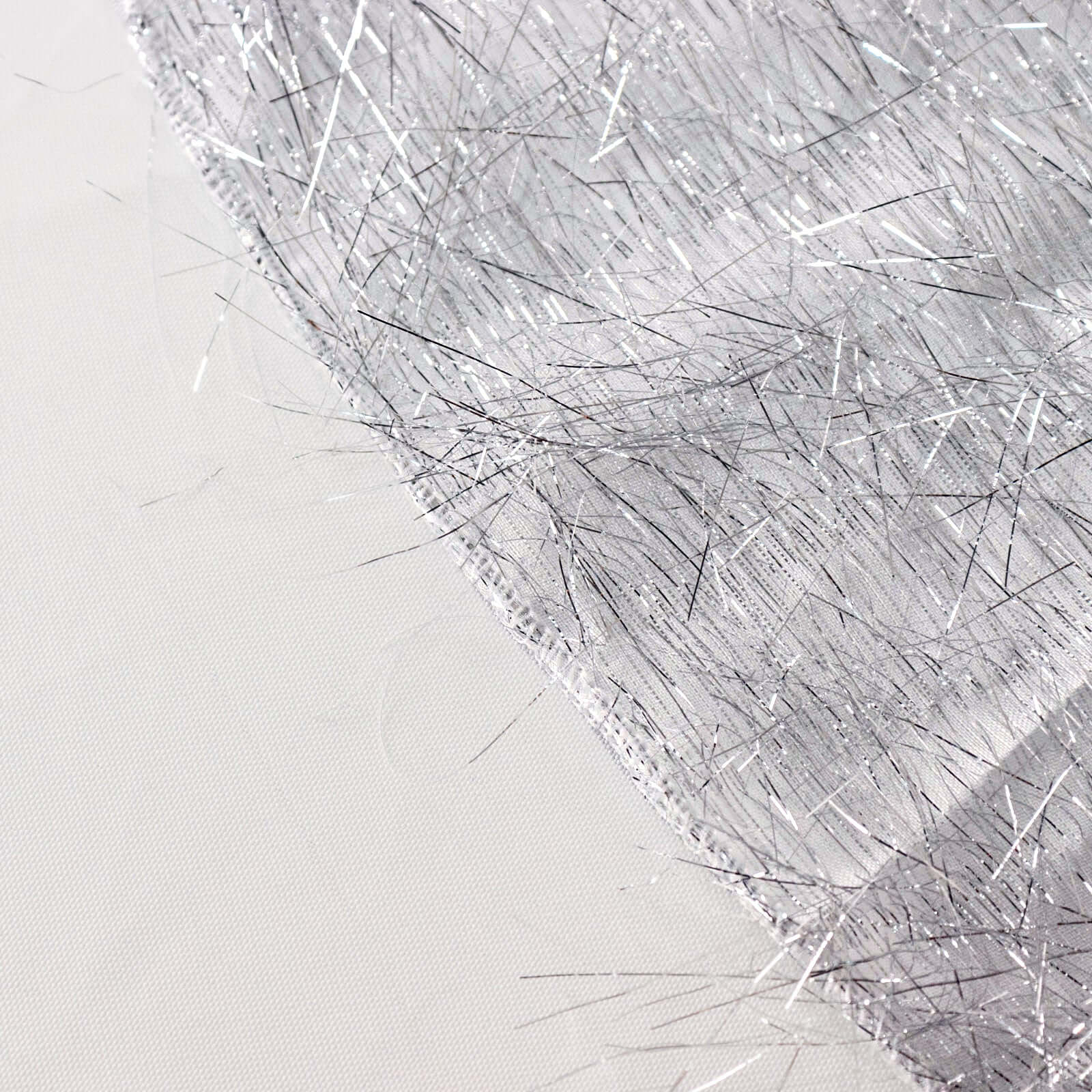 Polyester Table Overlay 72"x72" Silver - Metallic Fringe Shag Tinsel Table Topper - Image 8