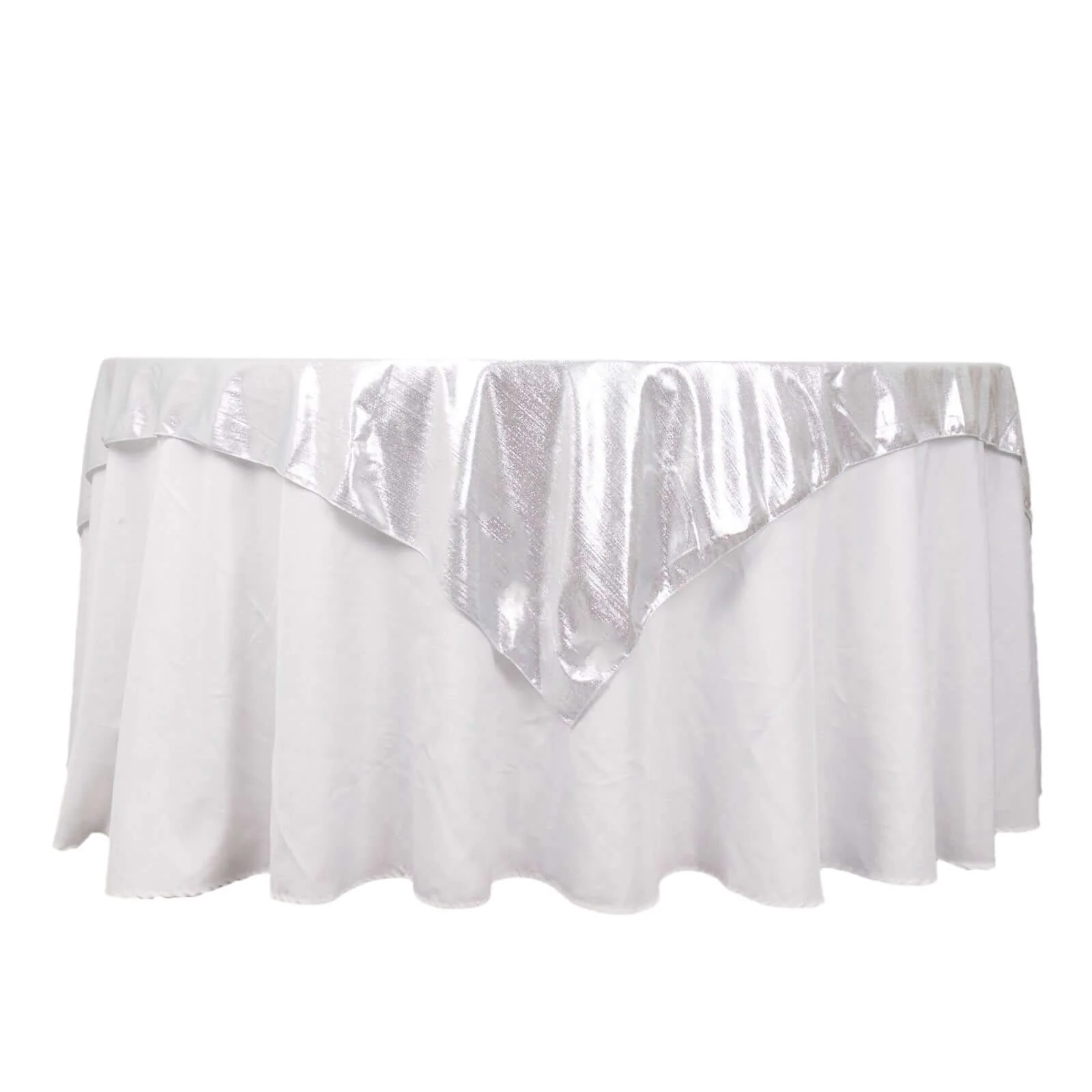 Polyester Table Overlay 72"x72" Silver - Shimmer Sequin Dots Wrinkle-Free Table Topper - Image 6