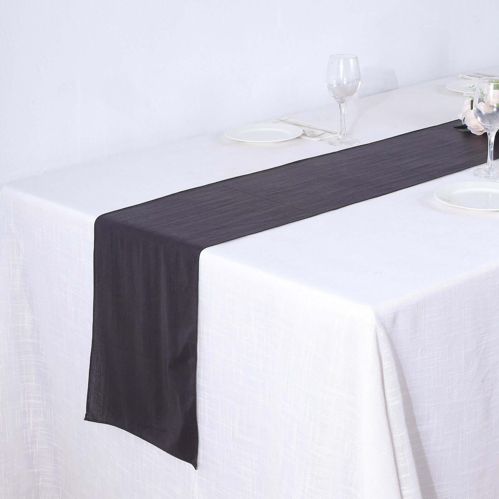 Polyester Table Runner 12"x108" Black with Shimmer Sequin Dots Design - Wrinkle-Free Finish - Image 6