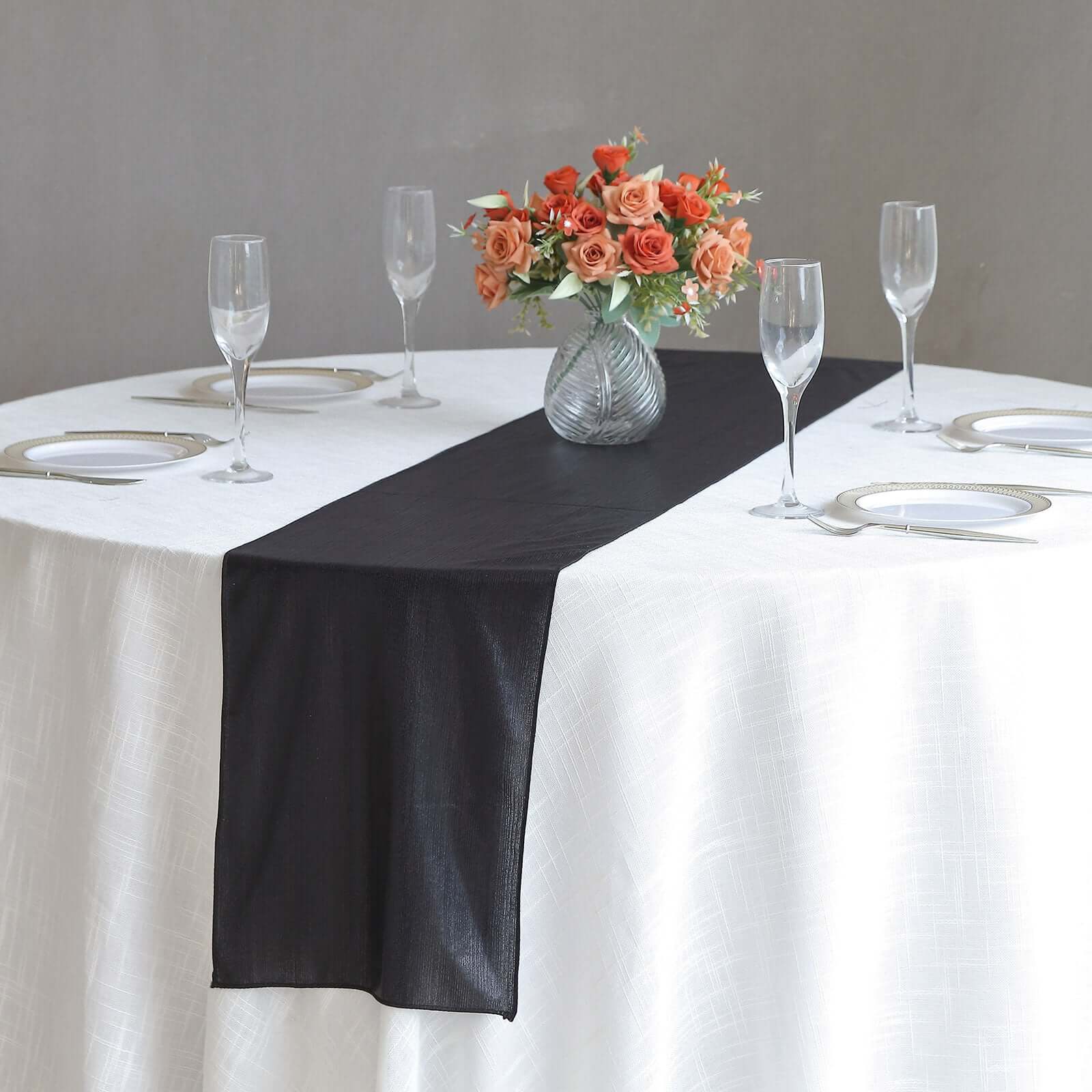 Polyester Table Runner 12"x108" Black with Shimmer Sequin Dots Design - Wrinkle-Free Finish - Image 7