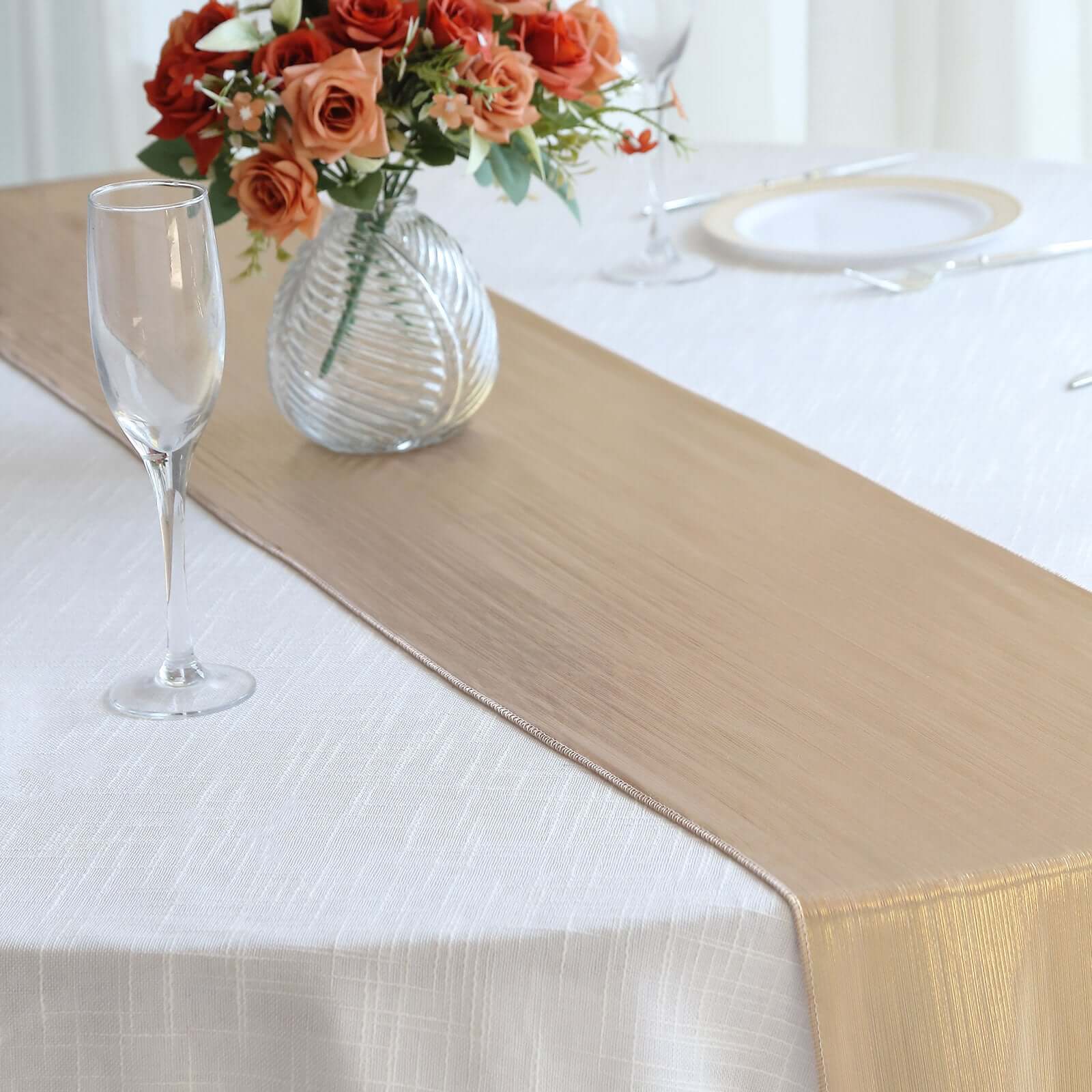 Polyester Table Runner 12"x108" Blush with Shimmer Sequin Dots Design - Wrinkle-Free Finish