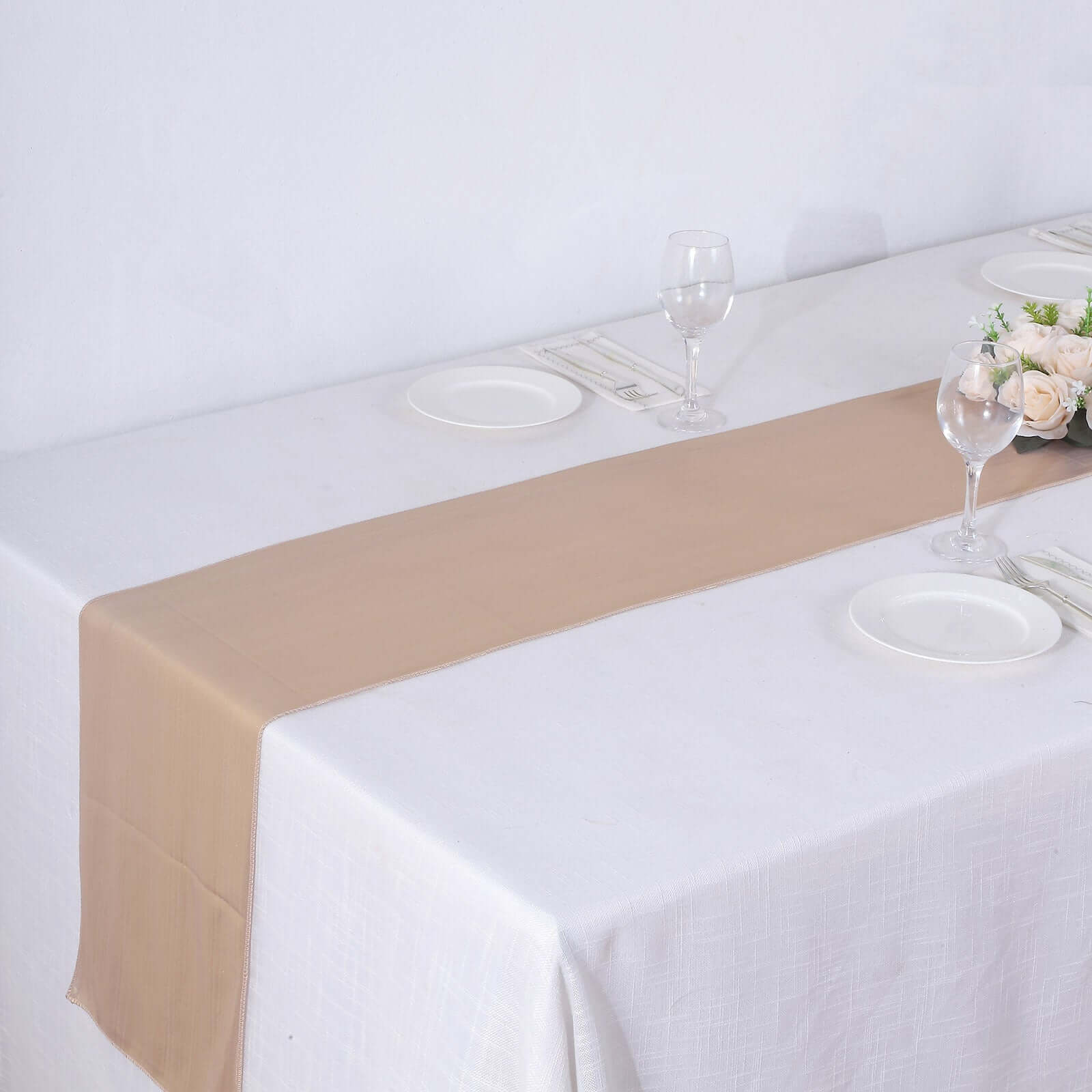 Polyester Table Runner 12"x108" Blush with Shimmer Sequin Dots Design - Wrinkle-Free Finish - Image 2