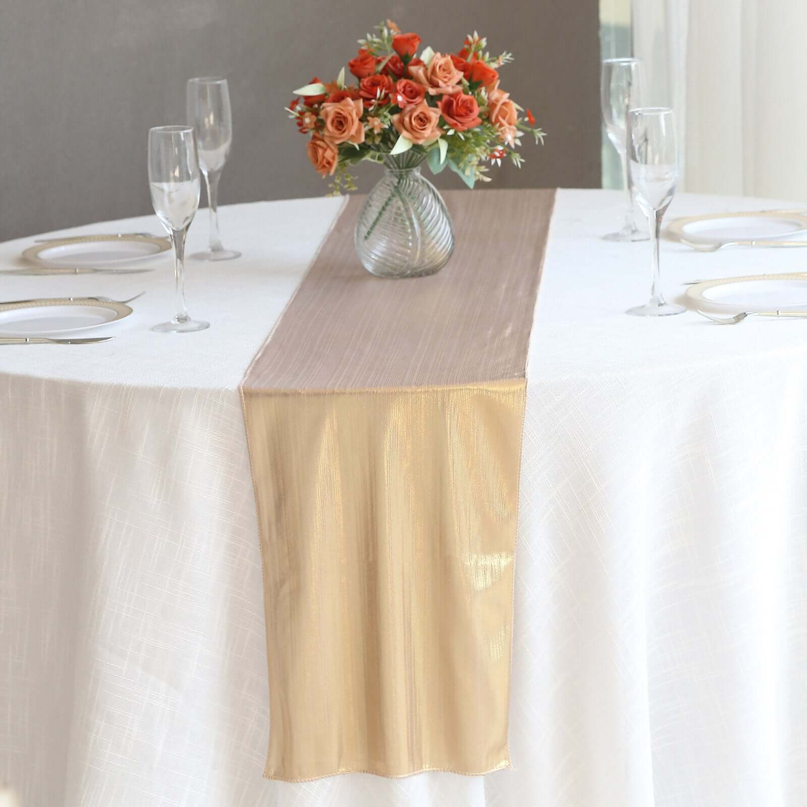 Polyester Table Runner 12"x108" Blush with Shimmer Sequin Dots Design - Wrinkle-Free Finish - Image 4