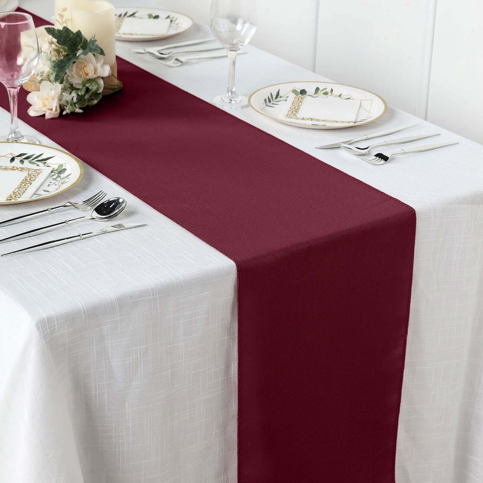 Polyester Table Runner 12"x108" Burgundy - Wrinkle-Resistant & Durable Table Decor - Image 2