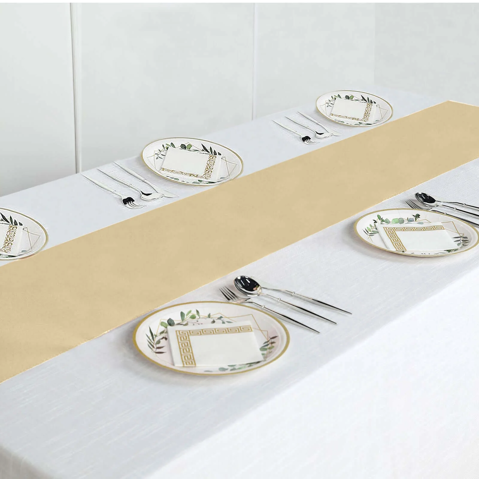 Polyester Table Runner 12"x108" Champagne - Wrinkle-Resistant & Durable Table Decor - Image 6