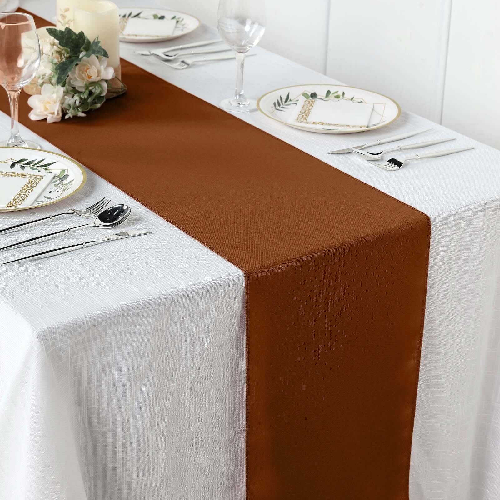 Polyester Table Runner 12"x108" Cinnamon Brown - Wrinkle-Resistant & Durable Table Decor - Image 2