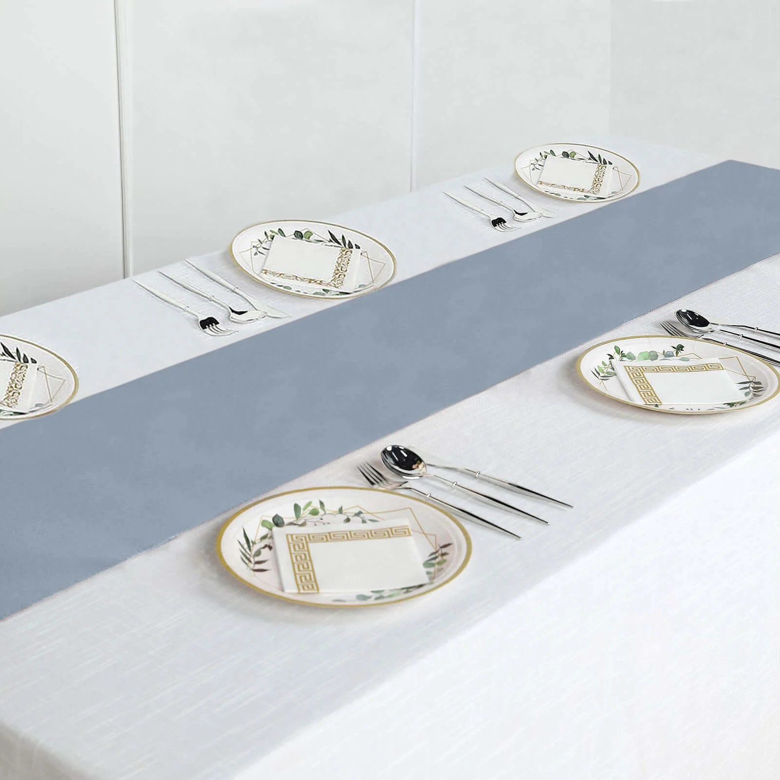 Polyester Table Runner 12"x108" Dusty Blue - Wrinkle-Resistant & Durable Table Decor - Image 6