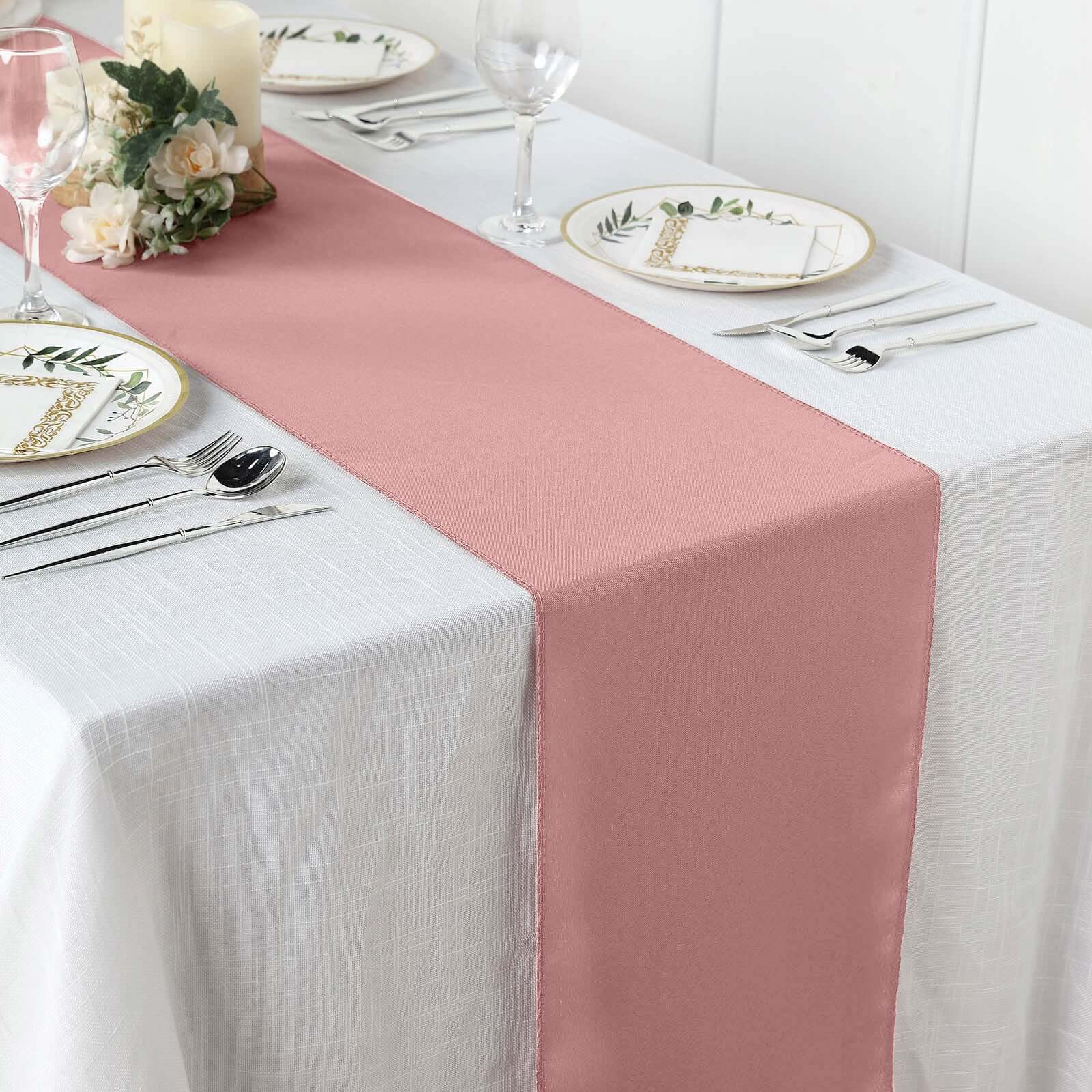 Polyester Table Runner 12"x108" Dusty Rose - Wrinkle-Resistant & Durable Table Decor - Image 2