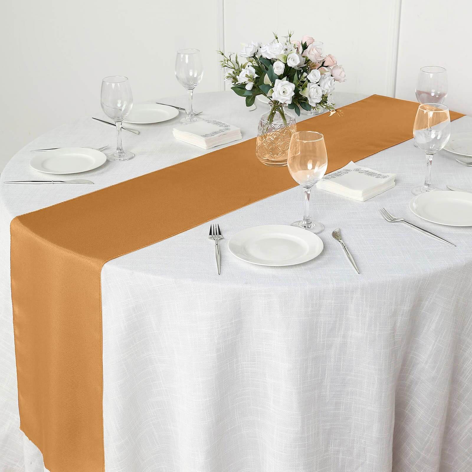 Polyester Table Runner 12"x108" Gold - Wrinkle-Resistant & Durable Table Decor for Events - Image 7