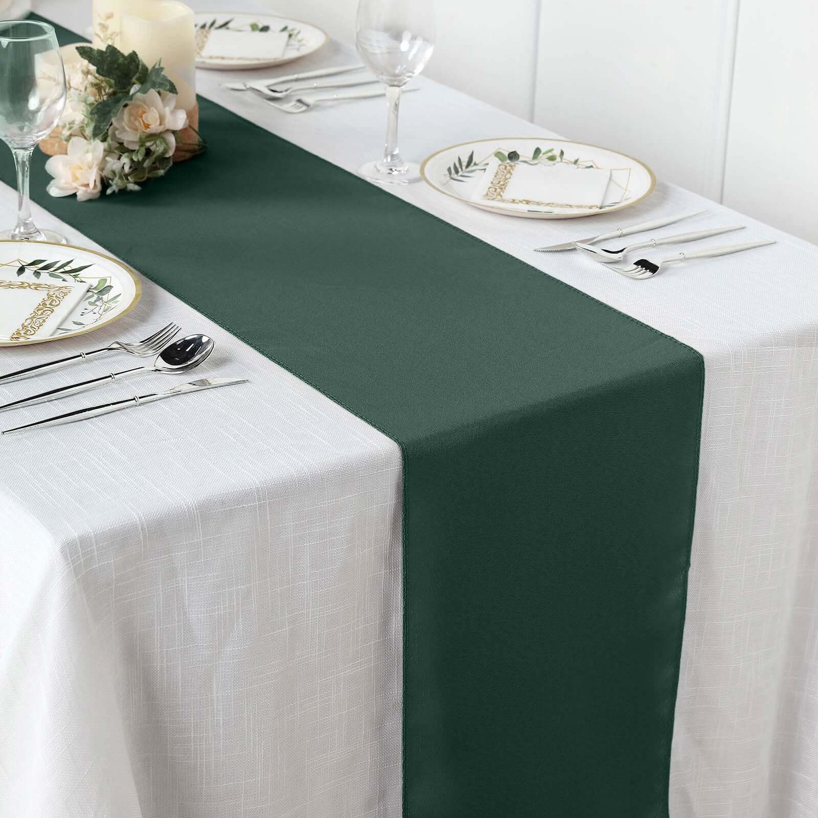 Polyester Table Runner 12"x108" Hunter Emerald Green - Wrinkle-Resistant & Durable Table Decor - Image 2