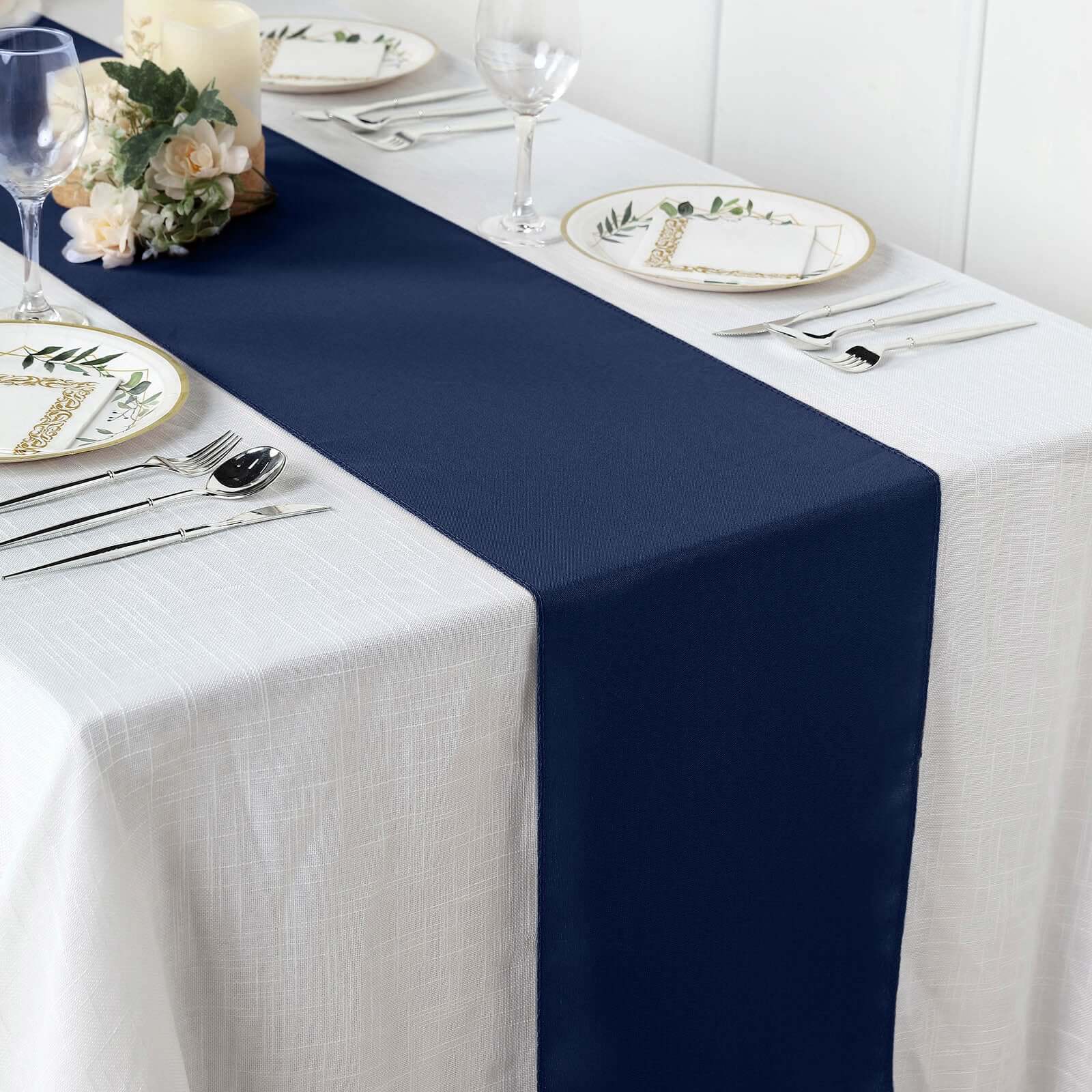 Polyester Table Runner 12"x108" Navy Blue - Wrinkle-Resistant & Durable Table Decor - Image 2