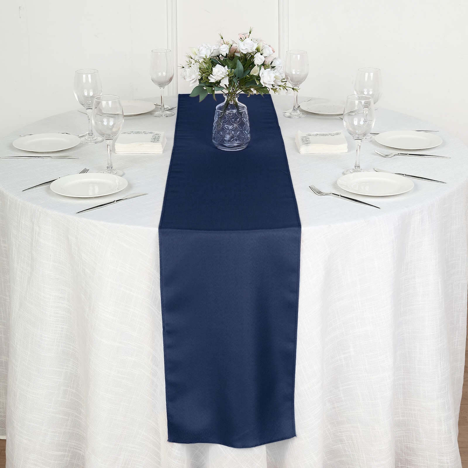 Polyester Table Runner 12"x108" Navy Blue - Wrinkle-Resistant & Durable Table Decor - Image 4