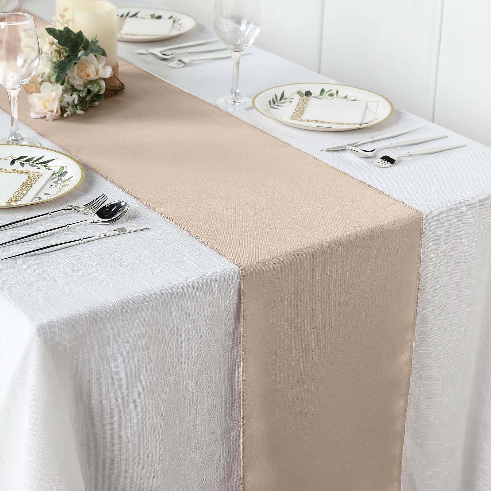 Polyester Table Runner 12"x108" Nude - Wrinkle-Resistant & Durable Table Decor - Image 2