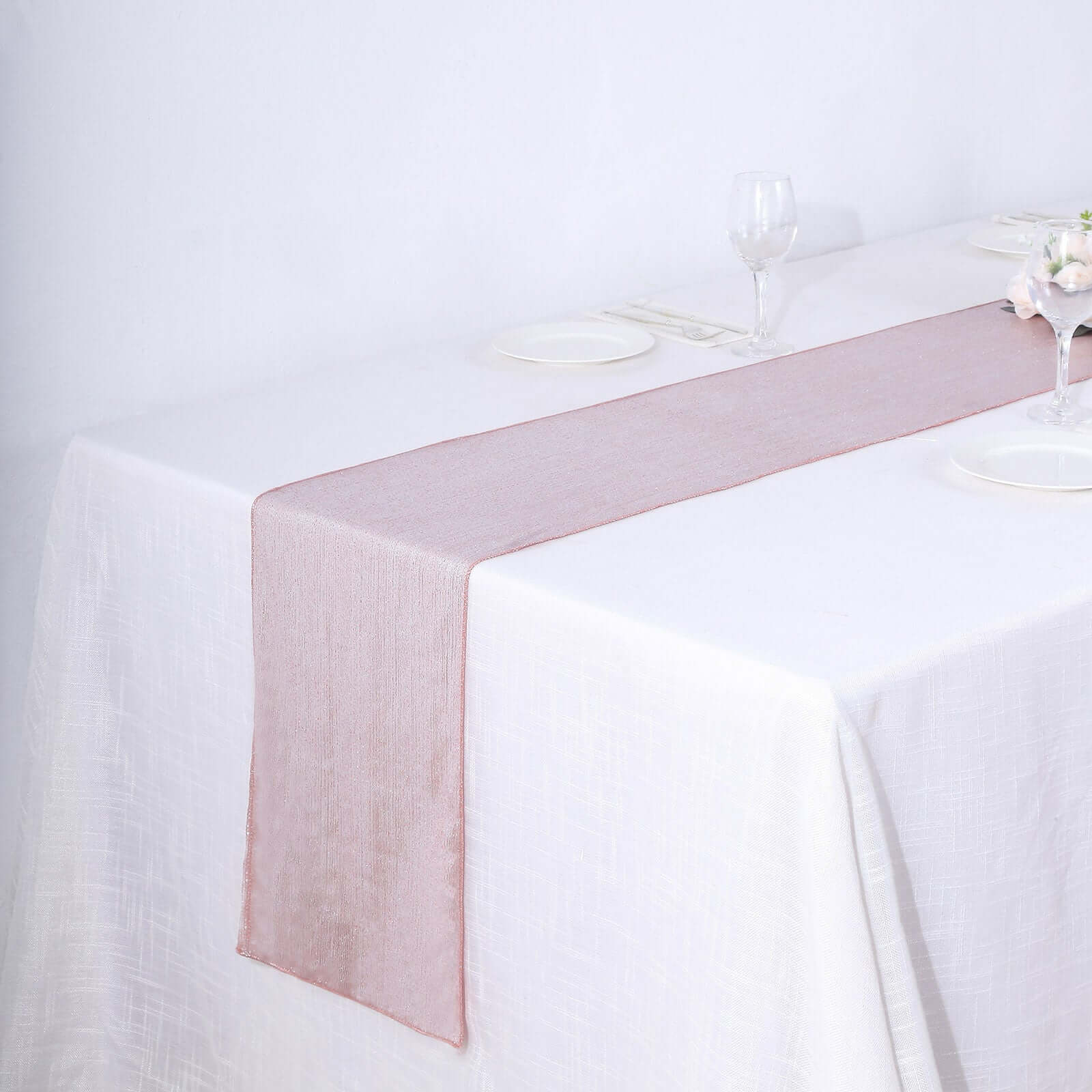 Polyester Table Runner 12"x108" Rose Gold with Shimmer Sequin Dots Design - Wrinkle-Free Finish - Image 6