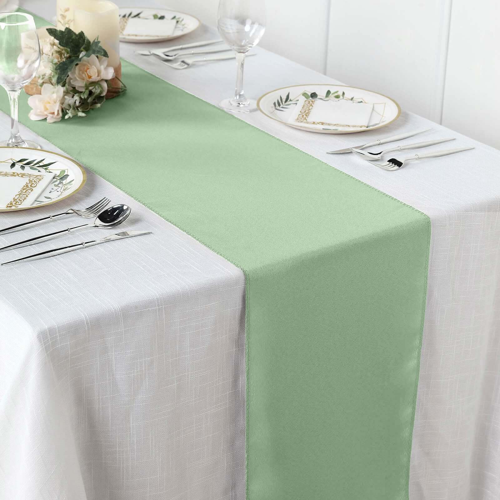 Polyester Table Runner 12"x108" Sage Green - Wrinkle-Resistant & Durable Table Decor - Image 2