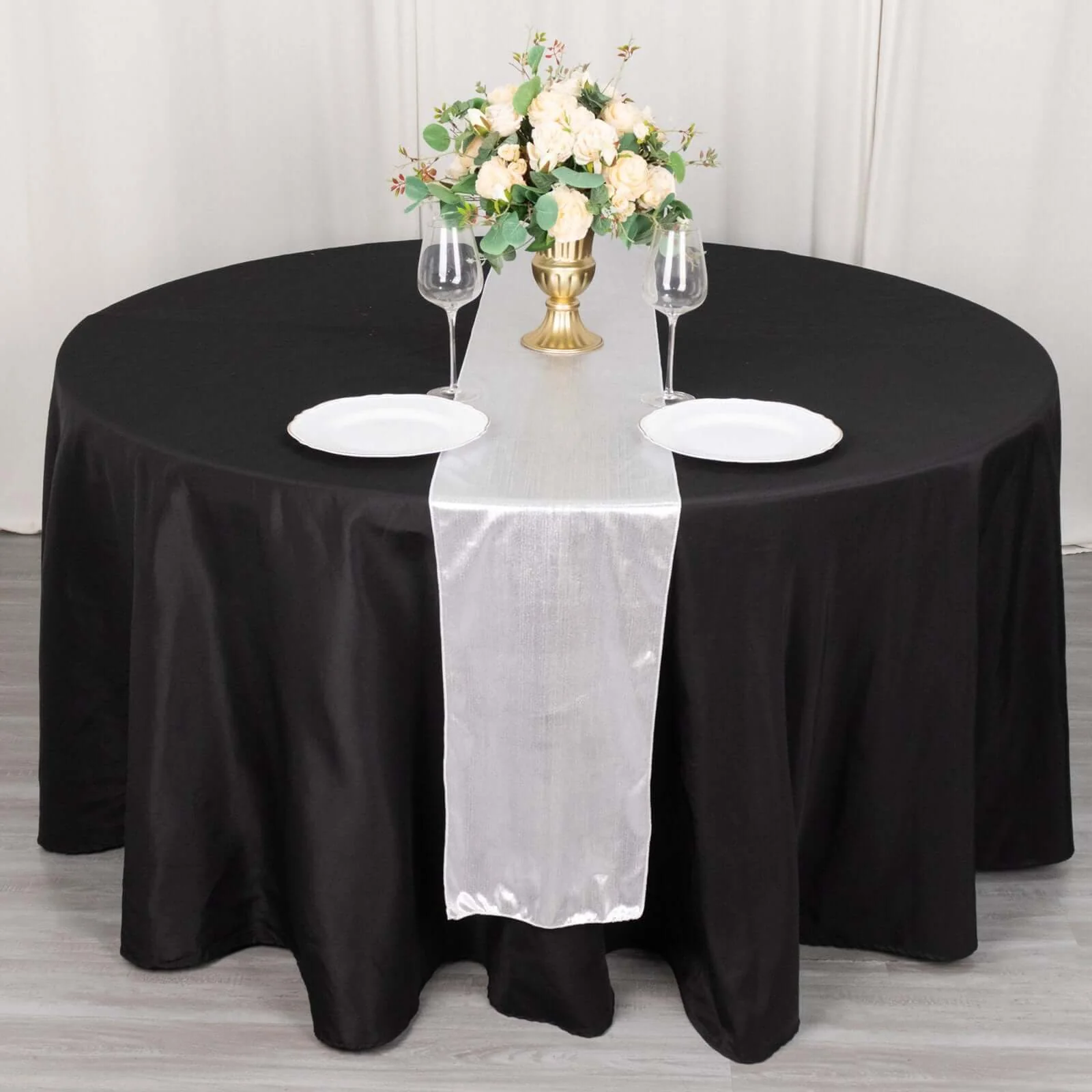 Polyester Table Runner 12"x108" Silver with Shimmer Sequin Dots Design - Wrinkle-Free Finish - Image 8