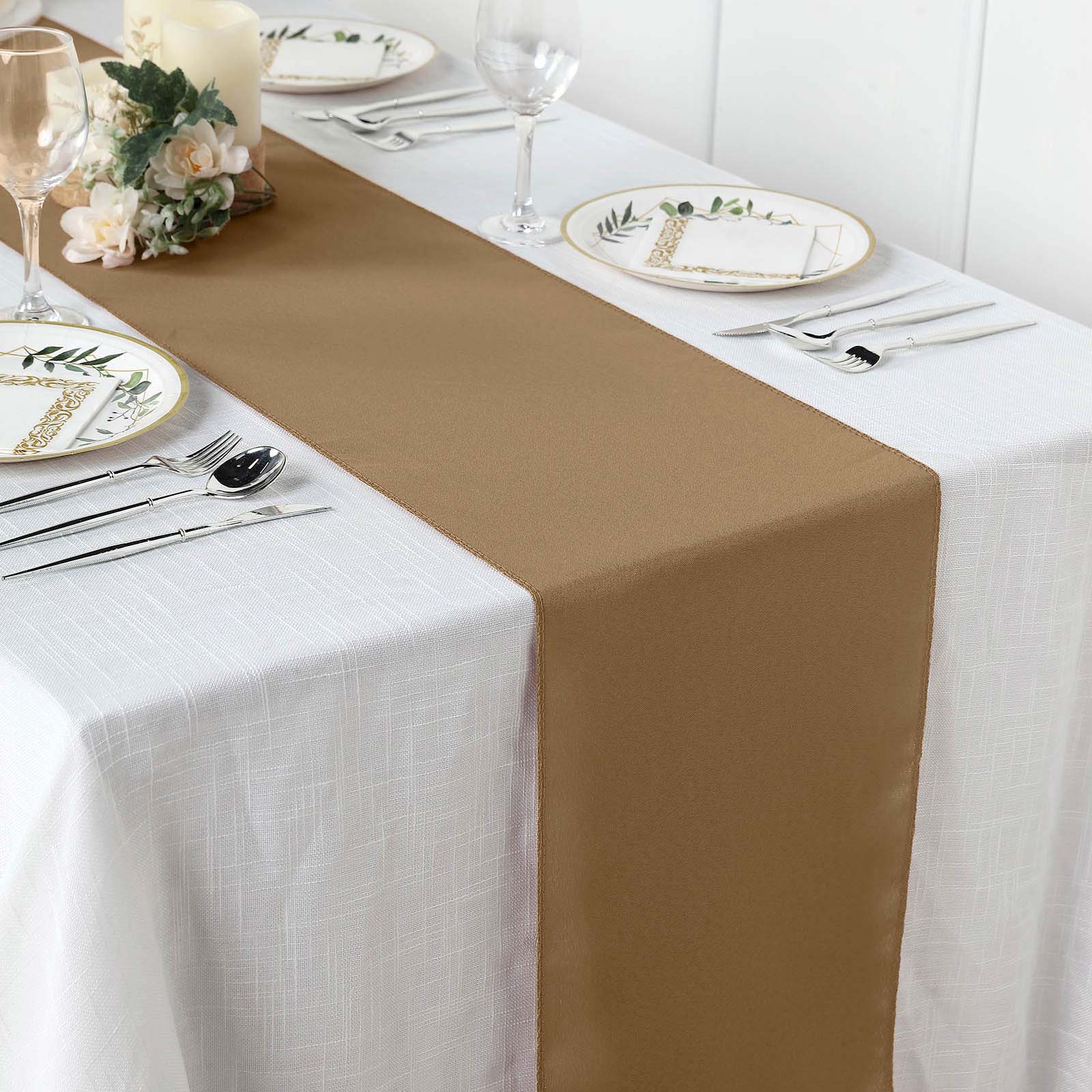 Polyester Table Runner 12"x108" Taupe - Wrinkle-Resistant & Durable Table Decor - Image 2