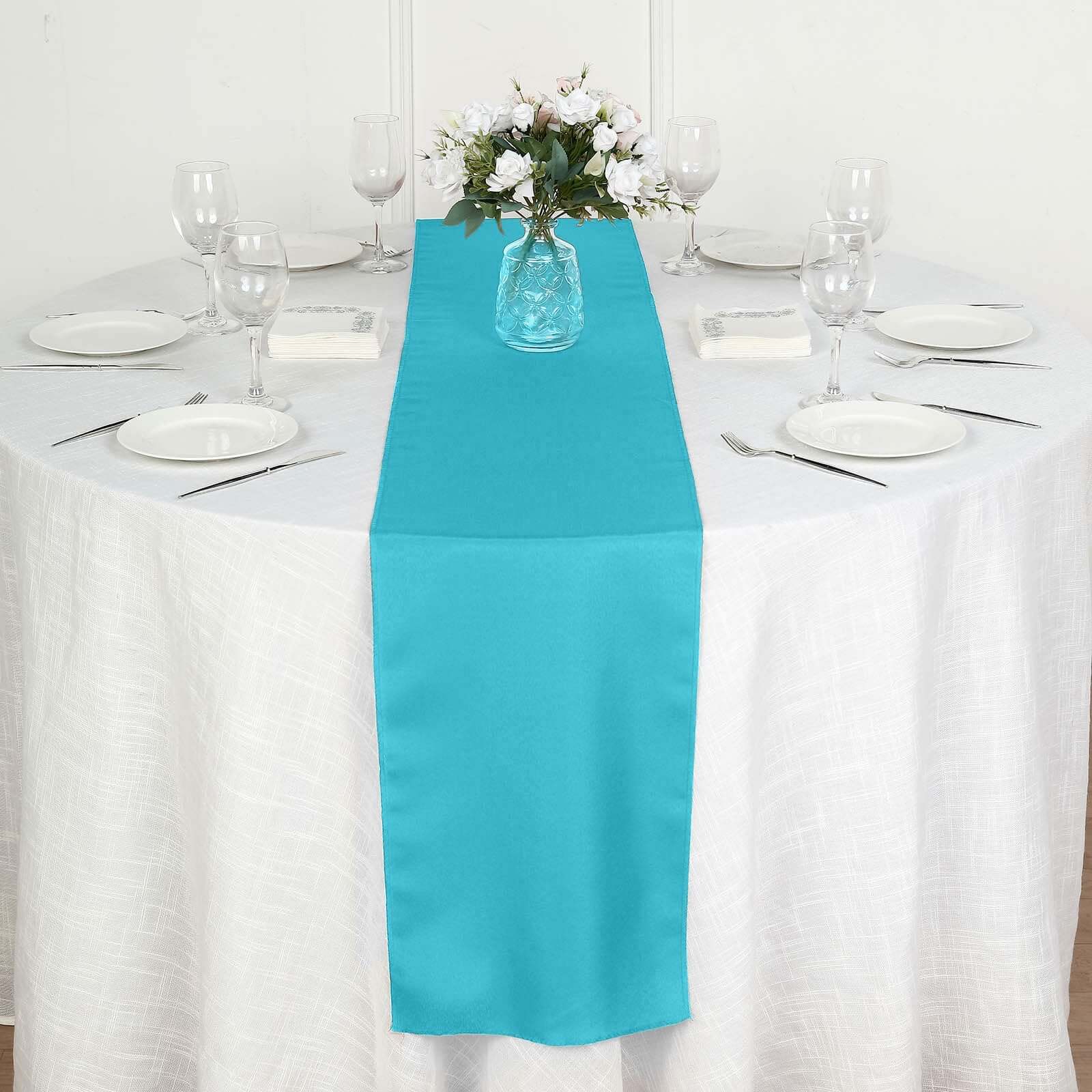 Polyester Table Runner 12"x108" Turquoise - Wrinkle-Resistant & Durable Table Decor - Image 5