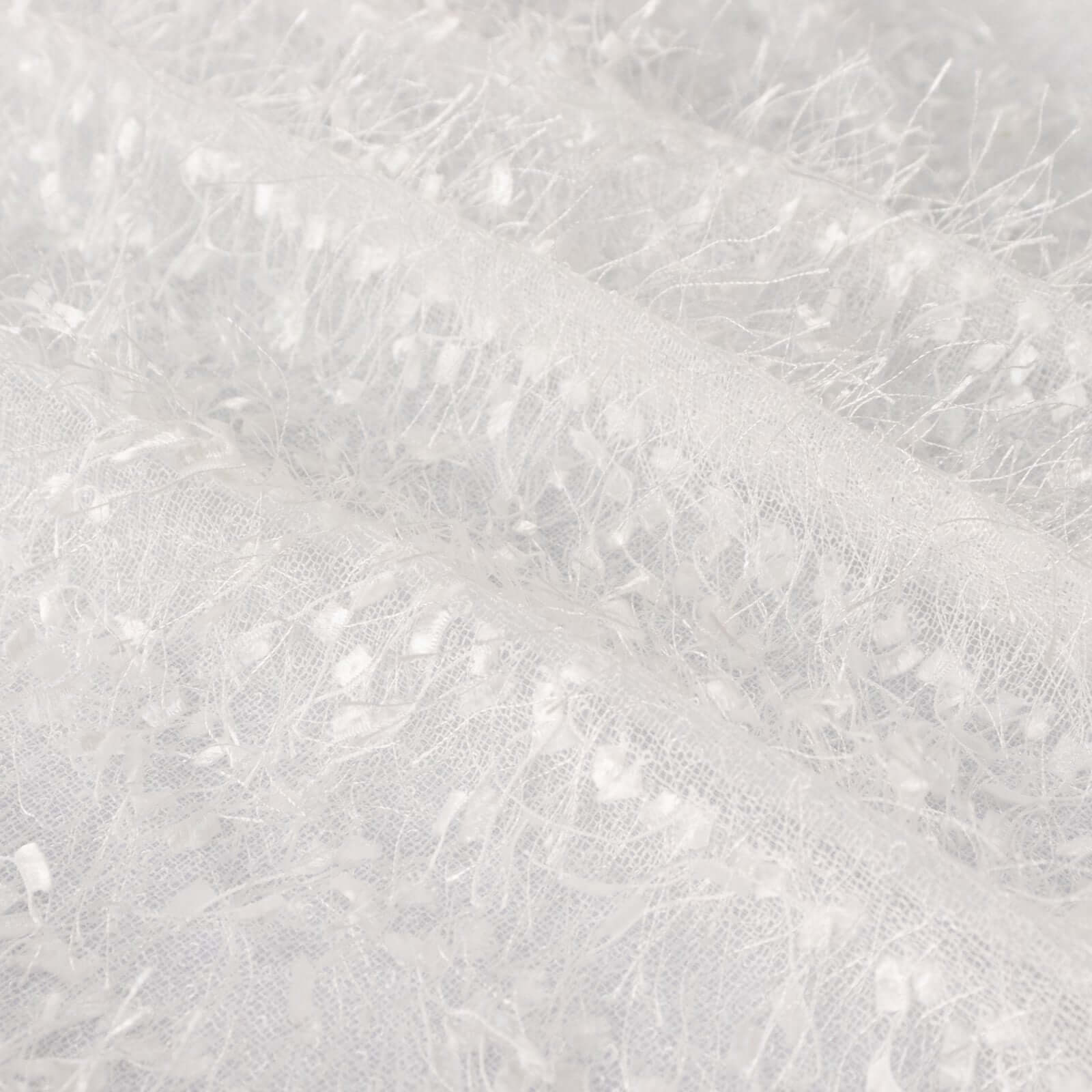 Polyester Table Runner 12"x108" White with Fringe Shag Design - Bold Decor for Parties and Gatherings - Image 3
