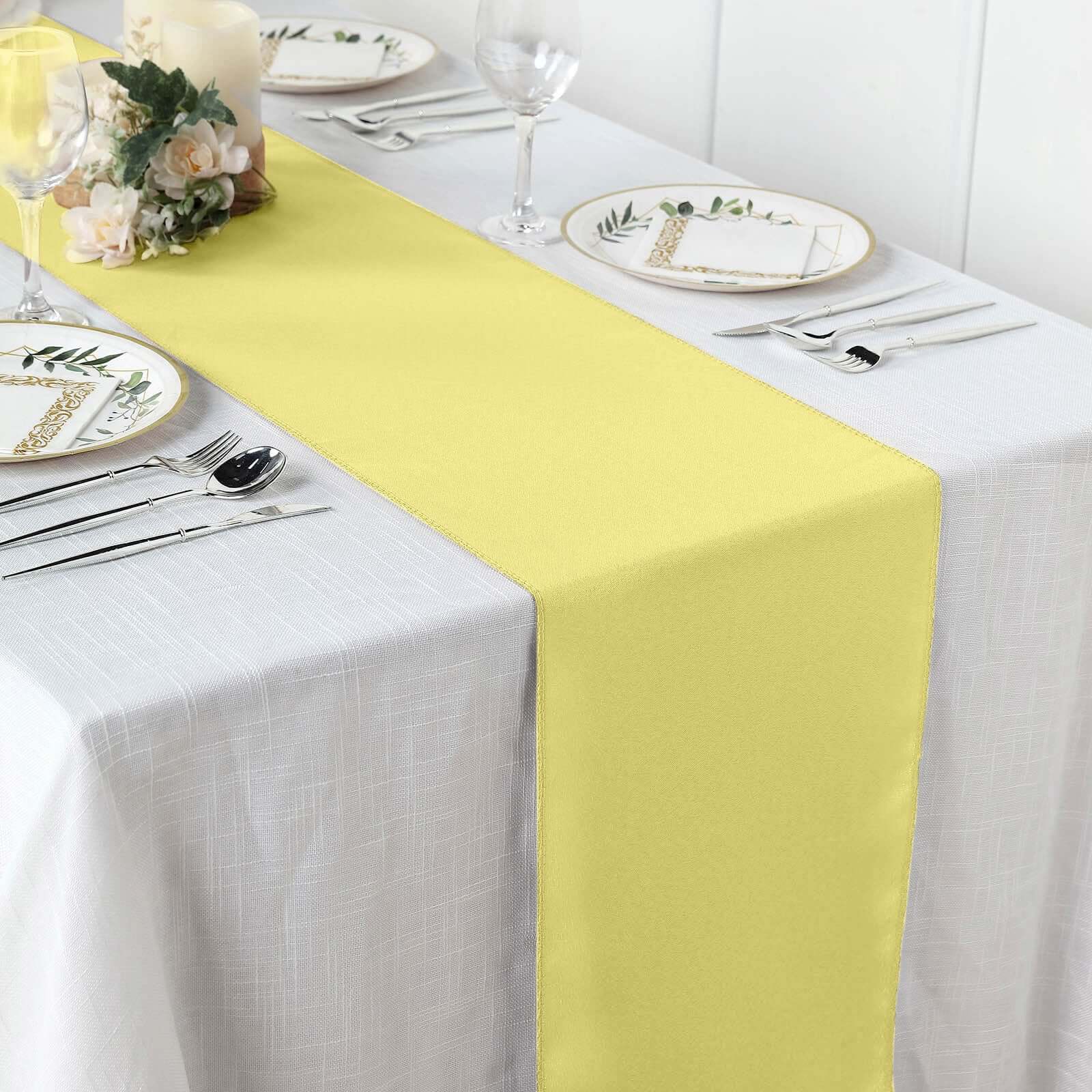 Polyester Table Runner 12"x108" Yellow - Wrinkle-Resistant & Durable Table Decor - Image 2