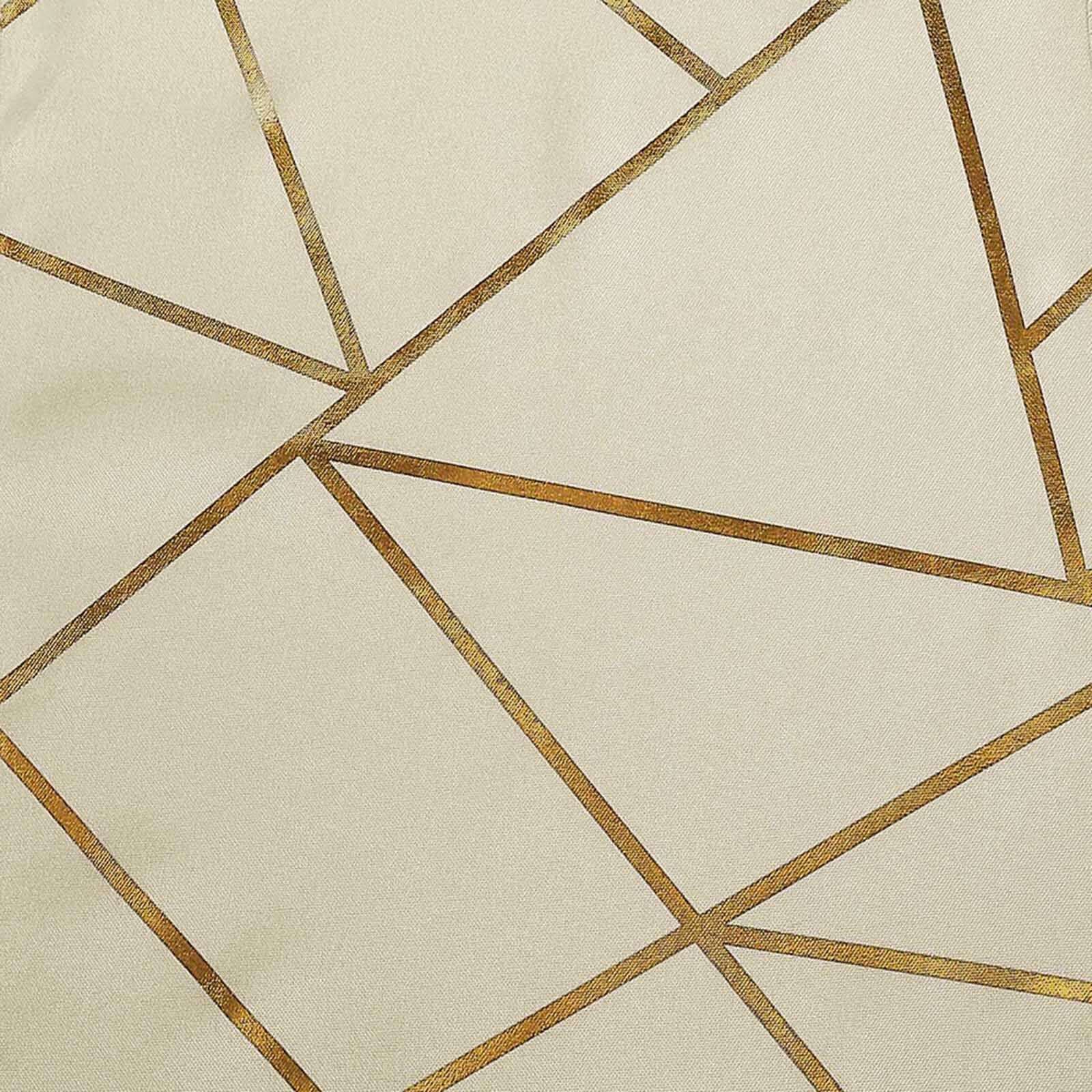 Polyester Table Runner 9ft Beige with Gold Foil Geometric Pattern - Image 8