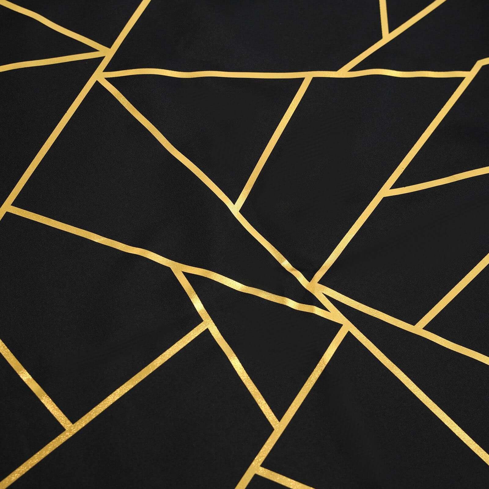 Polyester Table Runner 9ft Black with Gold Foil Geometric Pattern - Image 8