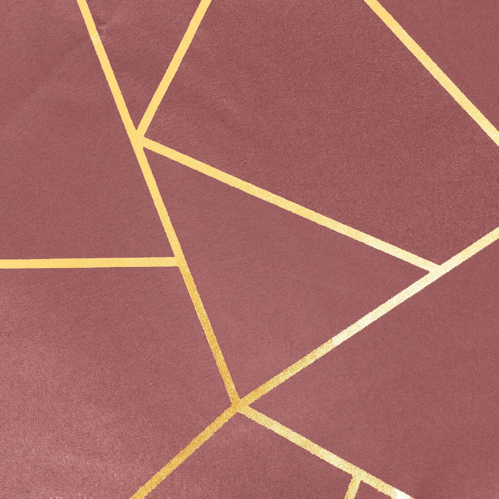 Polyester Table Runner 9ft Cinnamon Rose - Gold Foil Geometric Pattern - Image 14